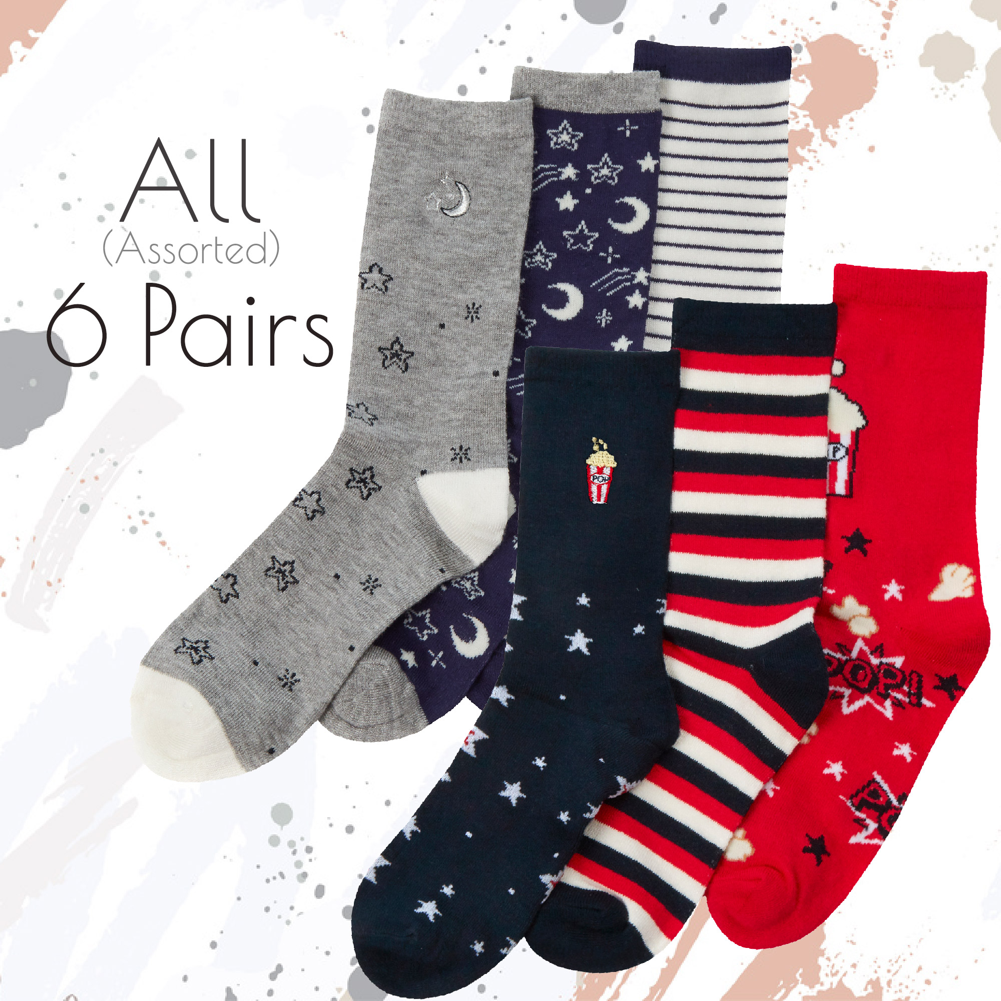 Ladies Bamboo Viscose Stripped Novelty Colourful Socks Novelty Popcorn Multipack - Picture 7 of 14