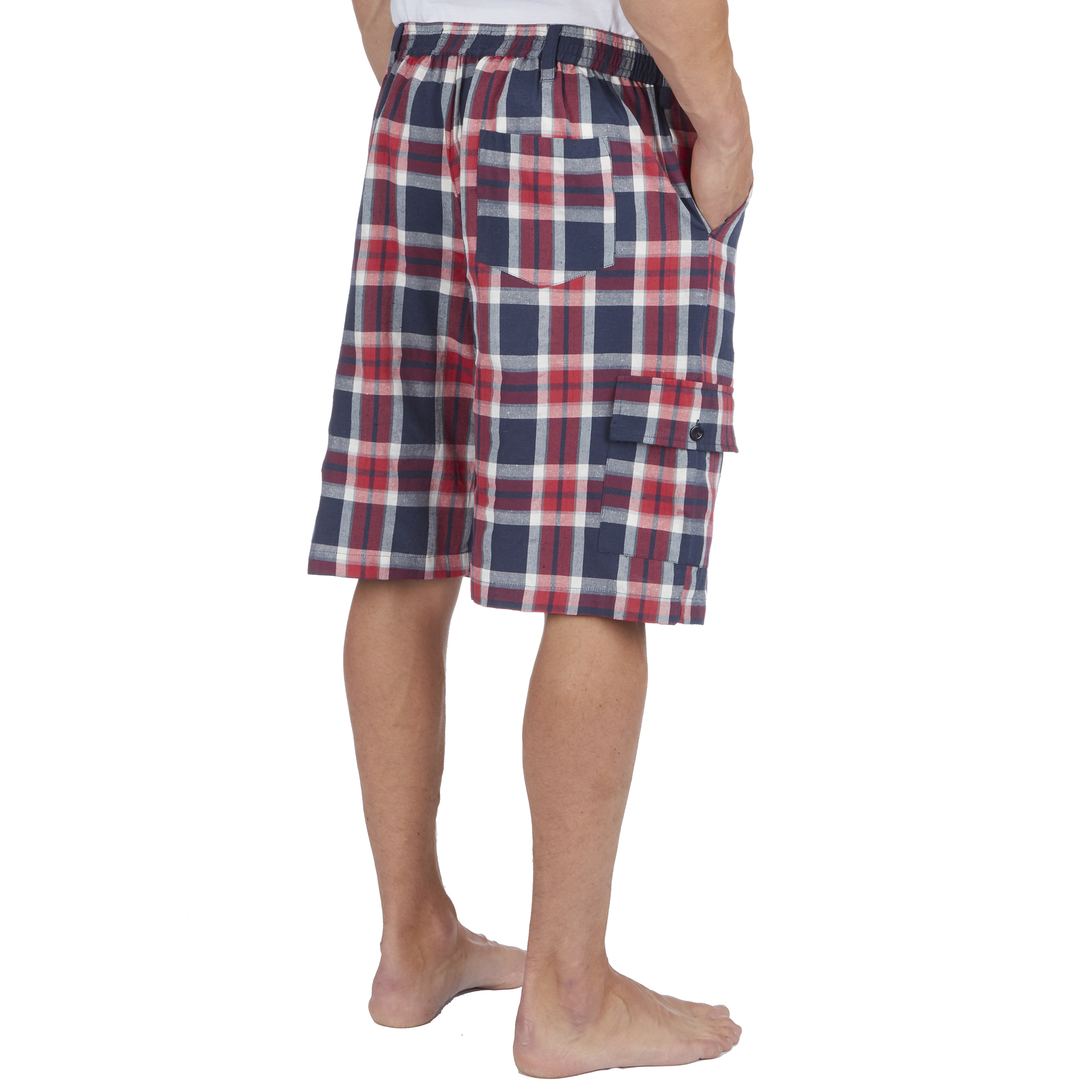 Mens Shorts Checked Woven Pyjama Bottoms Cotton Blend Twill PJ PJS