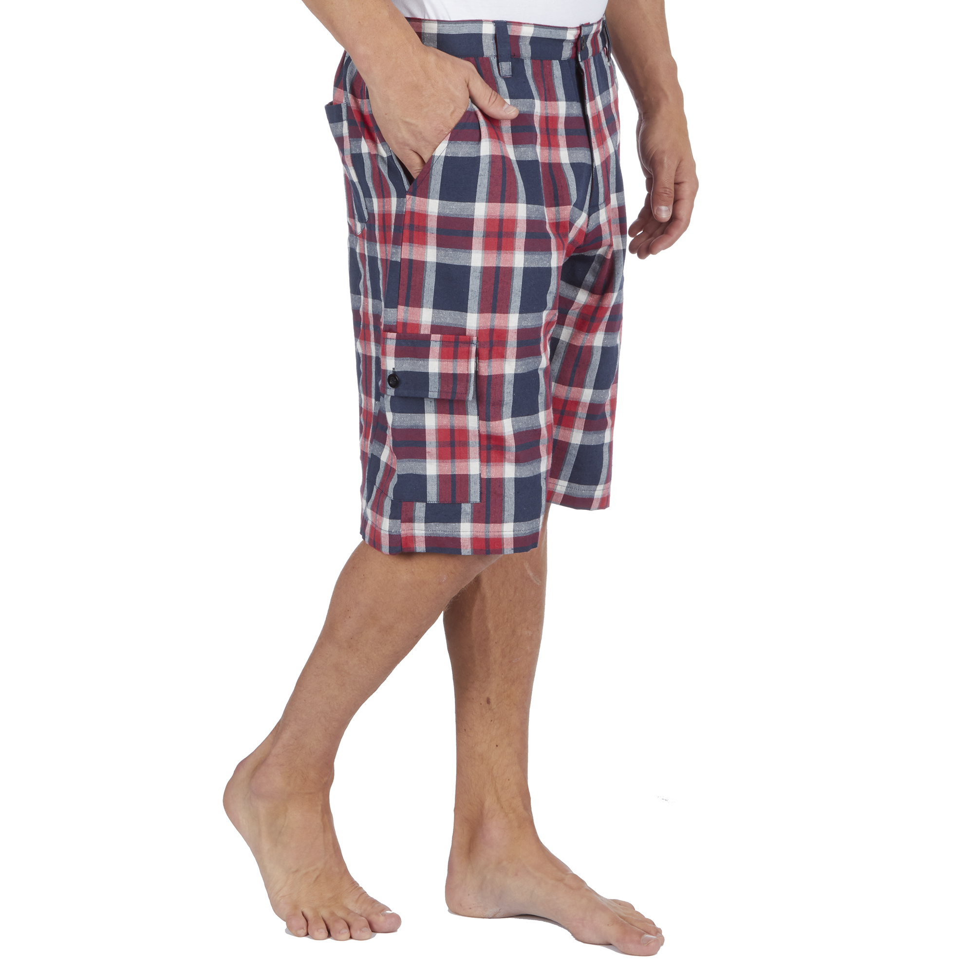 Mens Shorts Checked Woven Pyjama Bottoms Cotton Blend Twill PJ PJS