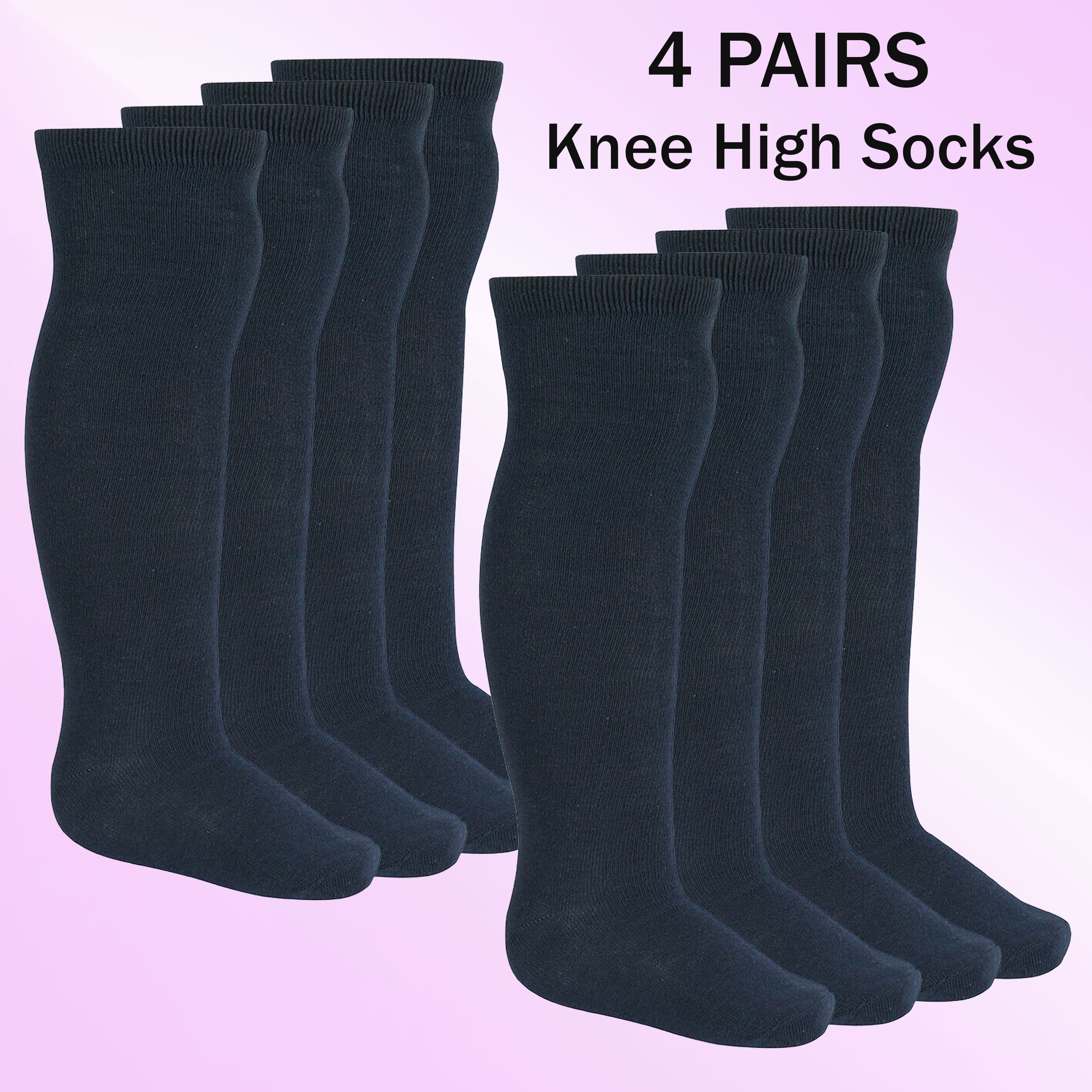 SMG® Kids Girls Plain Knee High School Cotton Rich Socks 6 Pair Pack 