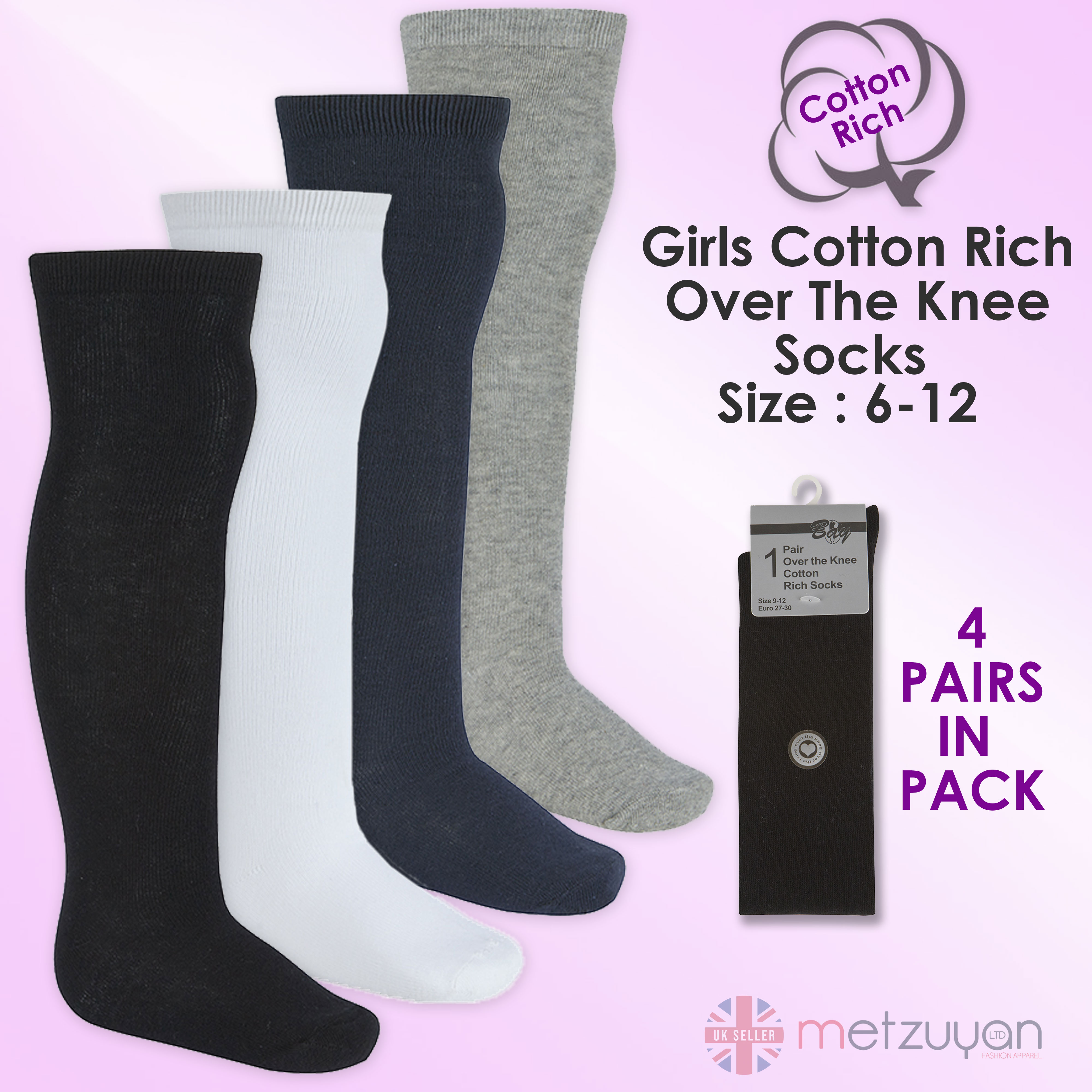 BAY 6 Kids Childrens Girls School Socks 