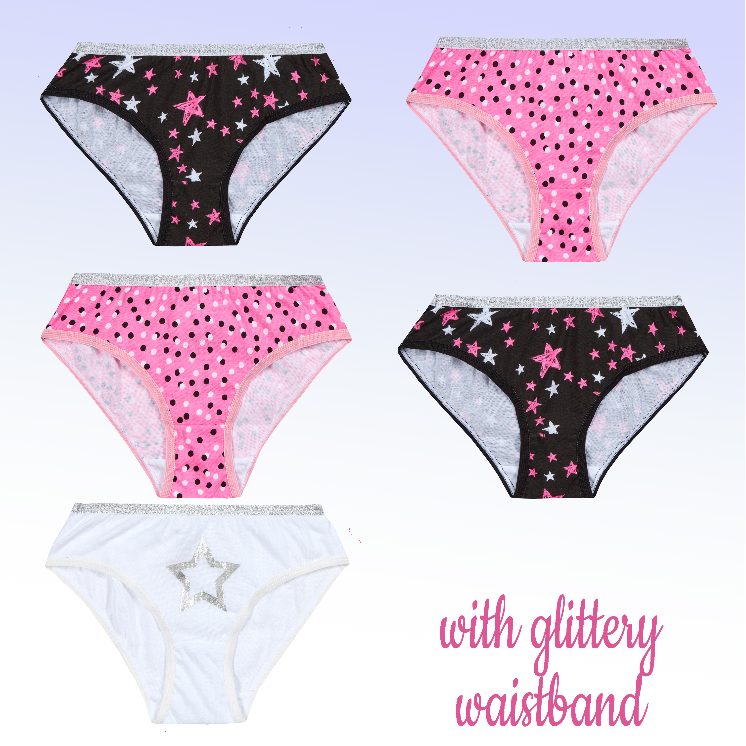 Girls Briefs 5 Pairs Underwear 100% Cotton Pants Rainbow Knickers Underpants Set - Picture 30 of 55