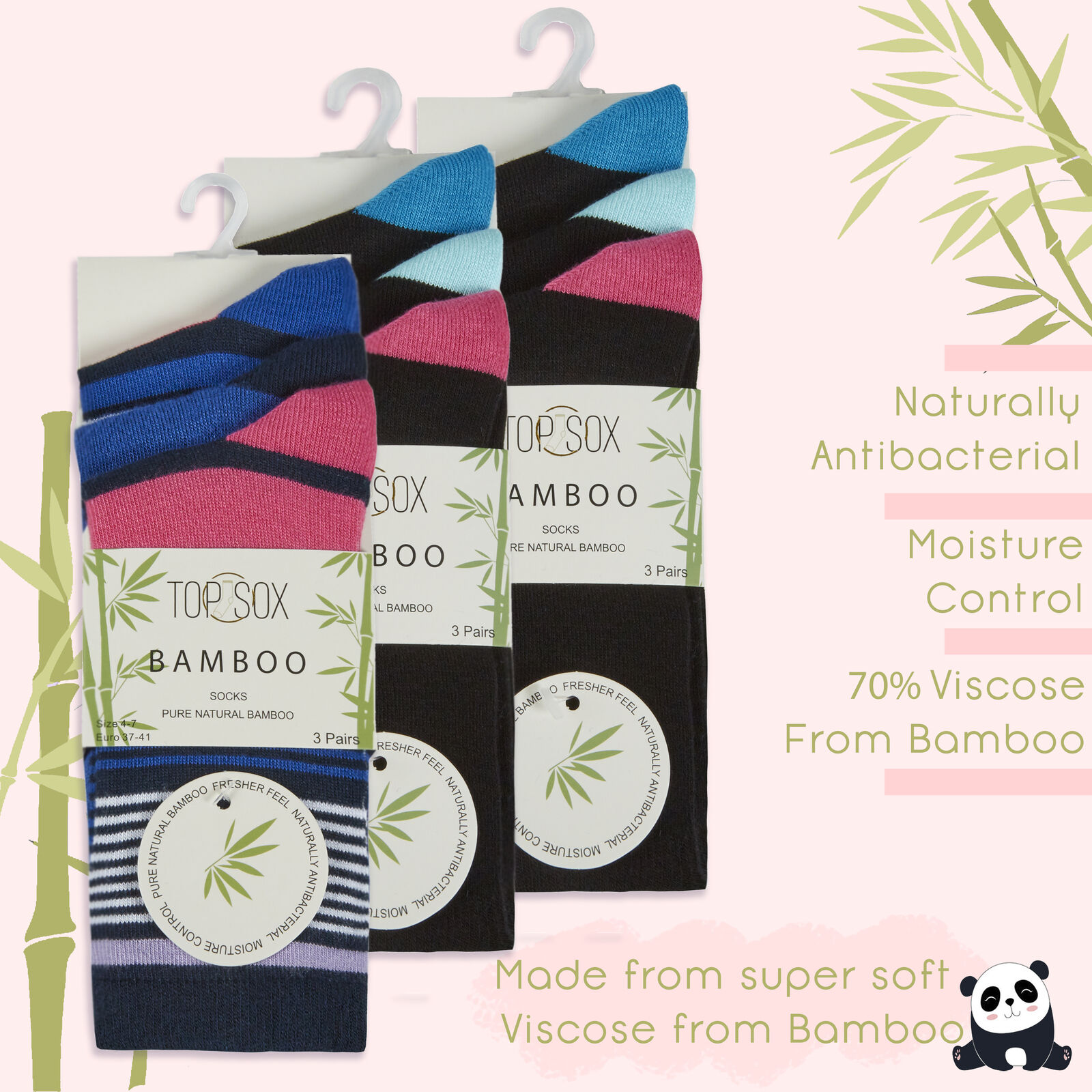 Women's Ladies Super Soft Bamboo Crew Socks Gentle Stretchy Everyday Size UK 4-8