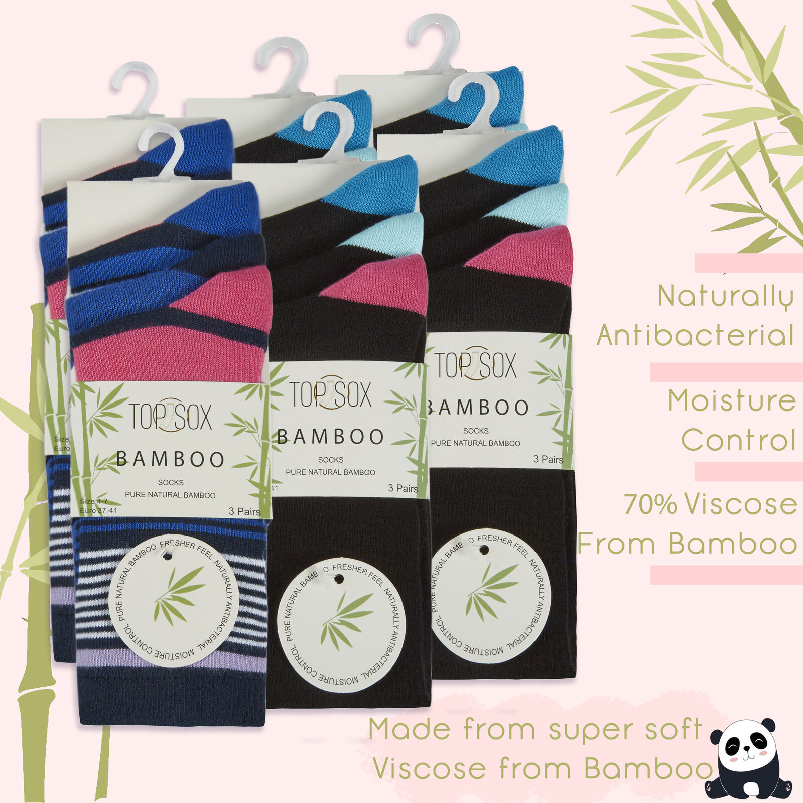 Women's Ladies Super Soft Bamboo Crew Socks Gentle Stretchy Everyday Size UK 4-8