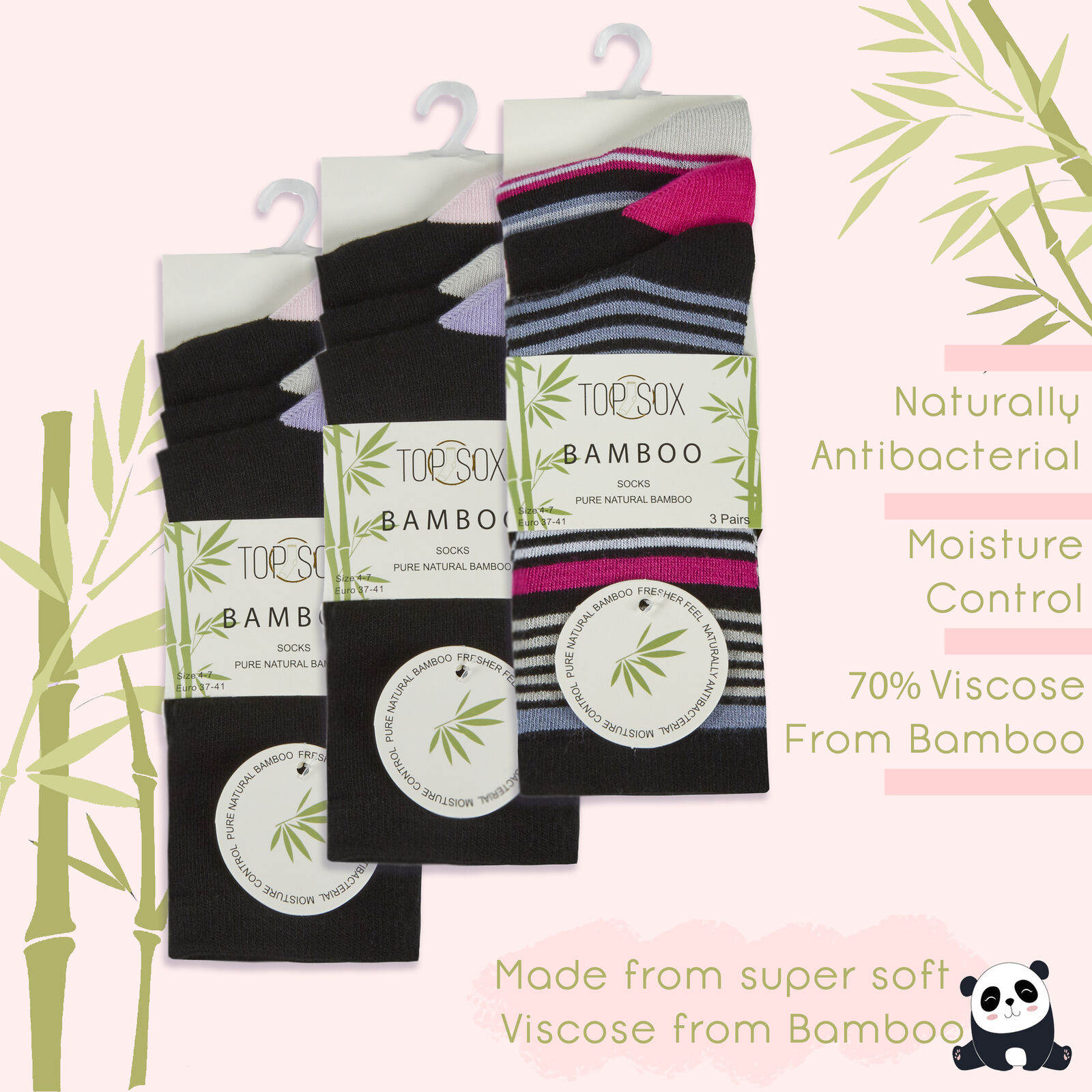 Women's Ladies Super Soft Bamboo Crew Socks Gentle Stretchy Everyday Size UK 4-8