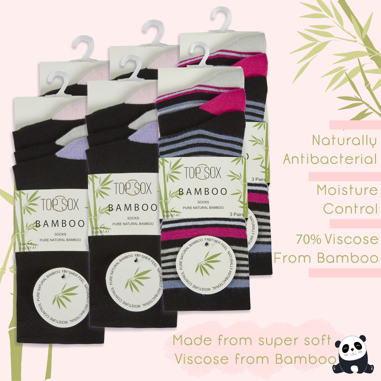 Women's Ladies Super Soft Bamboo Crew Socks Gentle Stretchy Everyday Size UK 4-8