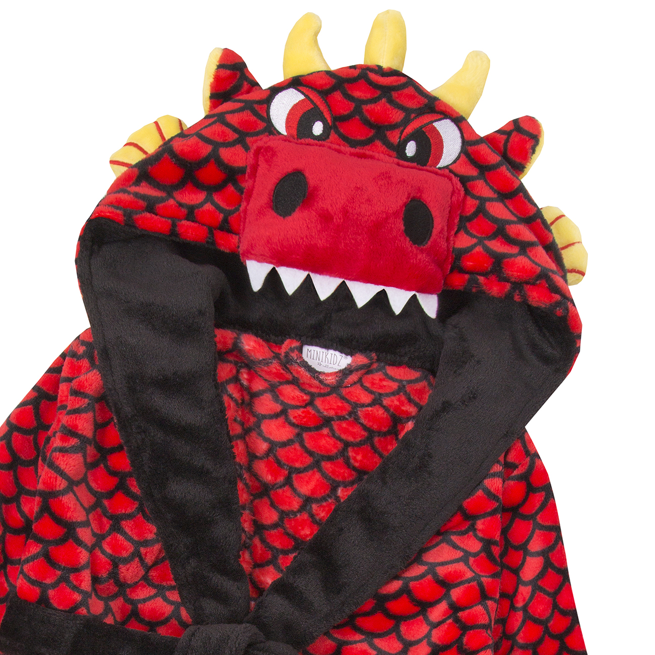 Boys Dinosaur Dragon Dressing Gown Robe Kids Dino Plush Fleece Warm