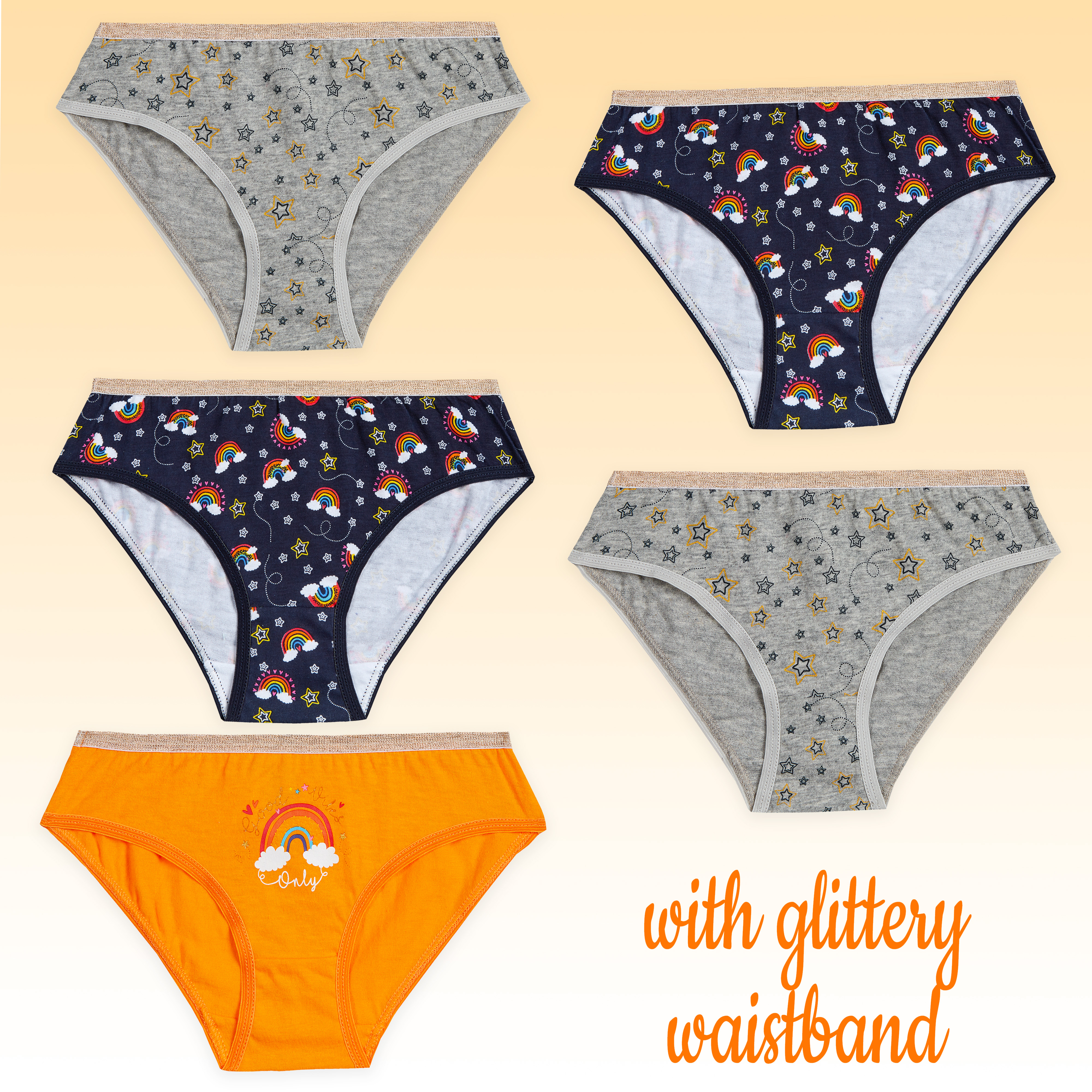 Girls Briefs 5 Pairs Underwear 100% Cotton Pants Rainbow Knickers Underpants Set - Picture 6 of 55