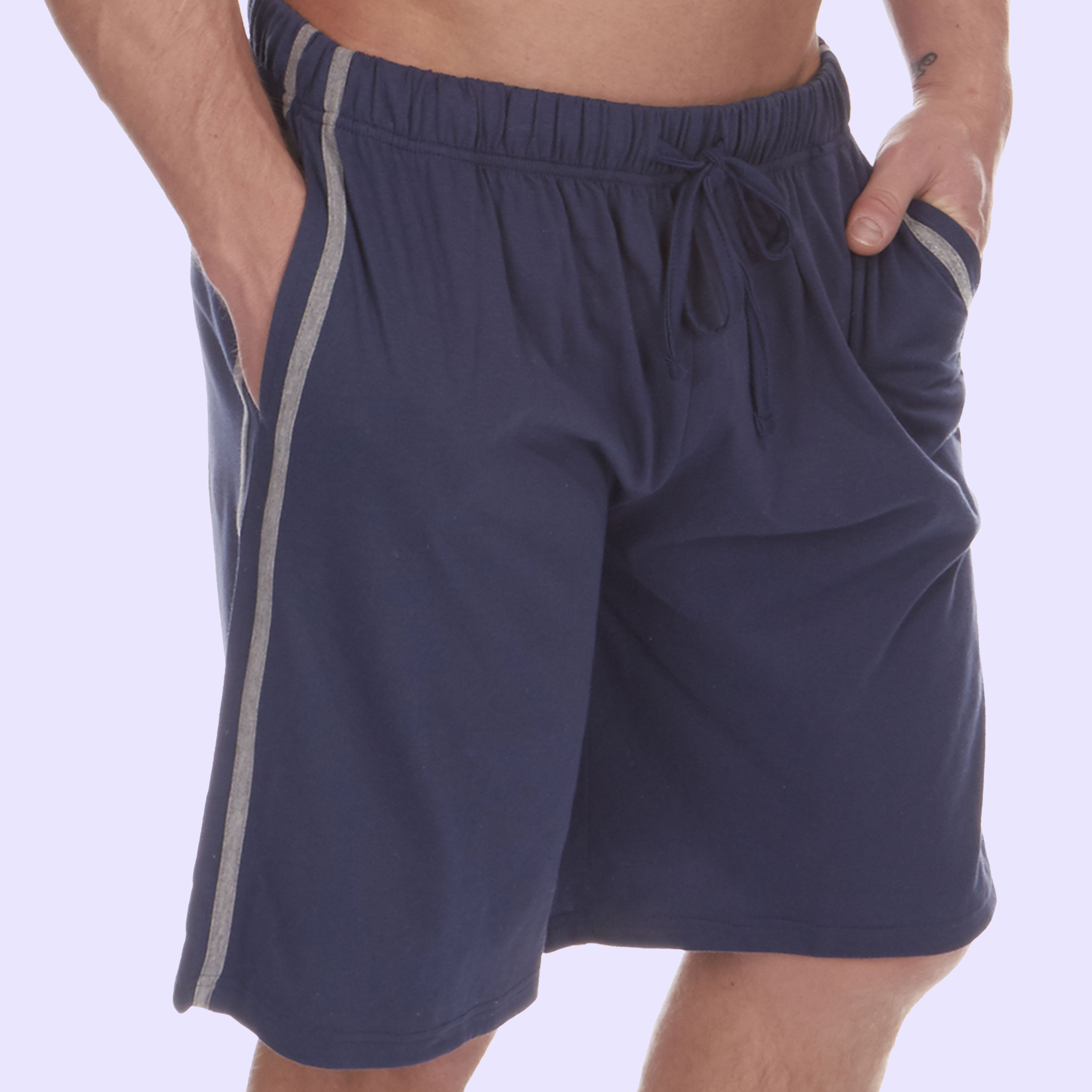 CARGO BAY Mens 100% Cotton Lounge Shorts Gym Casual Navy Grey Nightwear ...