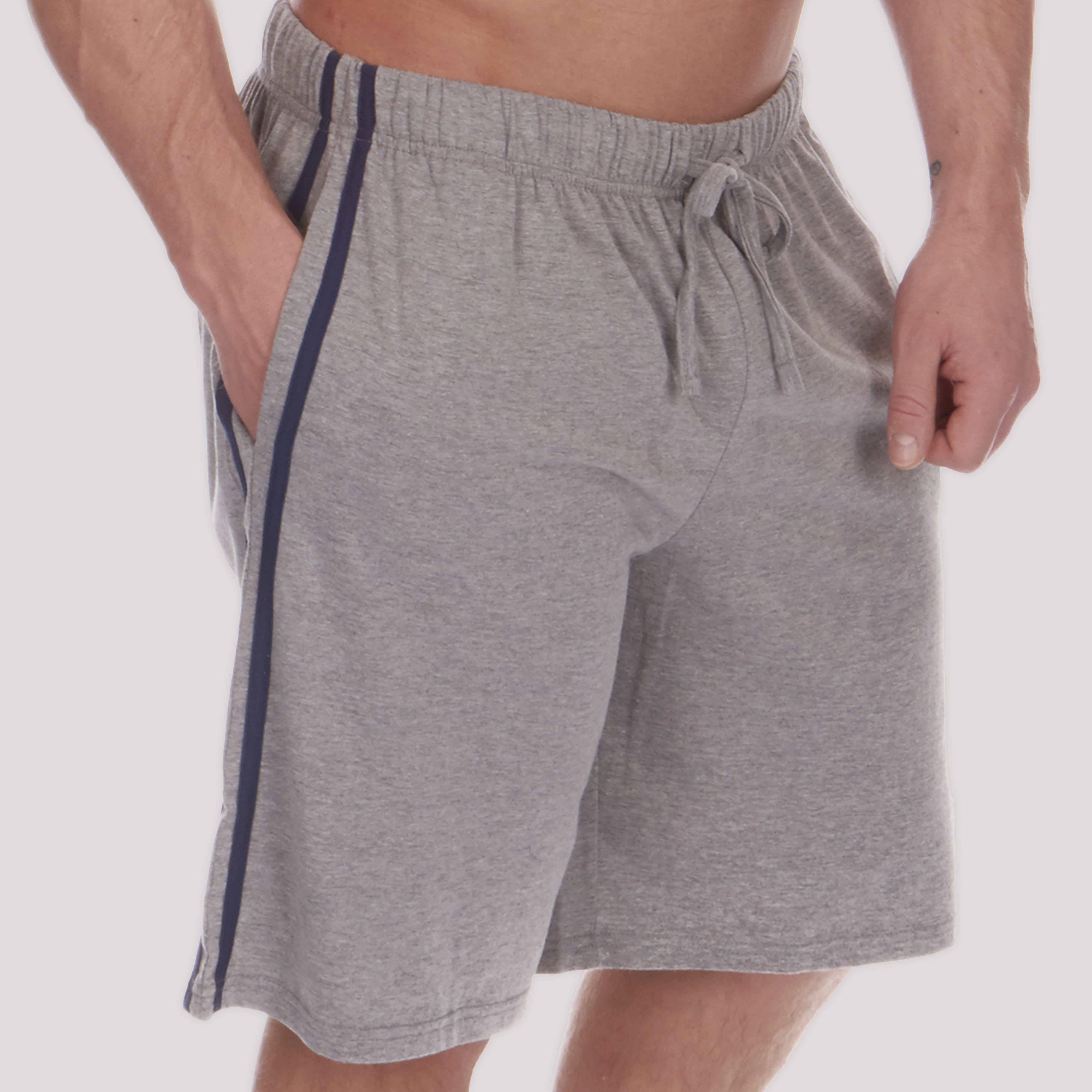 CARGO BAY Mens 100% Cotton Lounge Shorts Gym Casual Navy Grey Nightwear ...