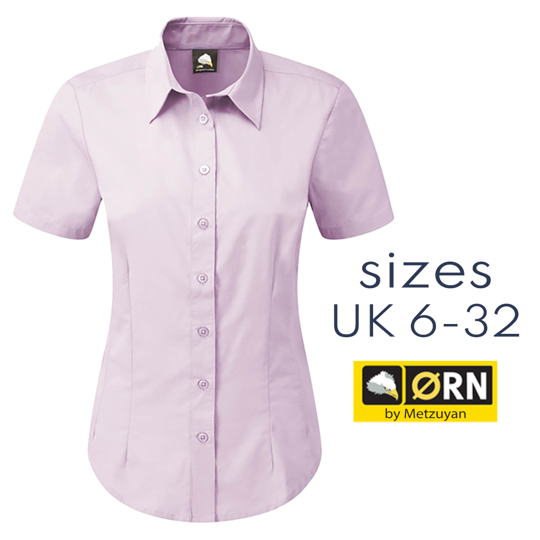 ORN Ladies Womens Essential Short Sleeve Button Up Work Shirt