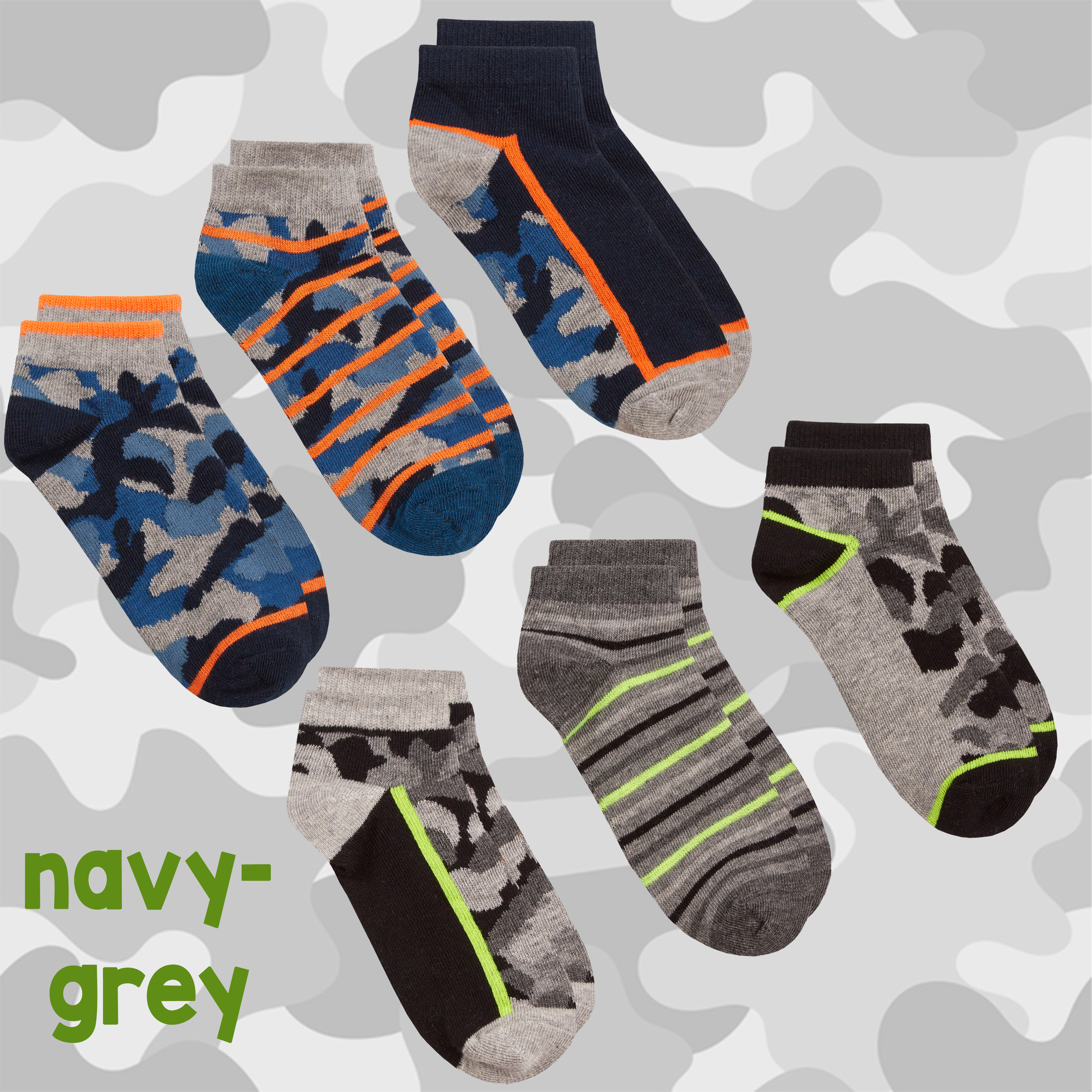 Kids Boys Ankle Liner Trainer Socks Camo Camouflage Print Soldier 6 Pairs Cotton - Picture 6 of 9