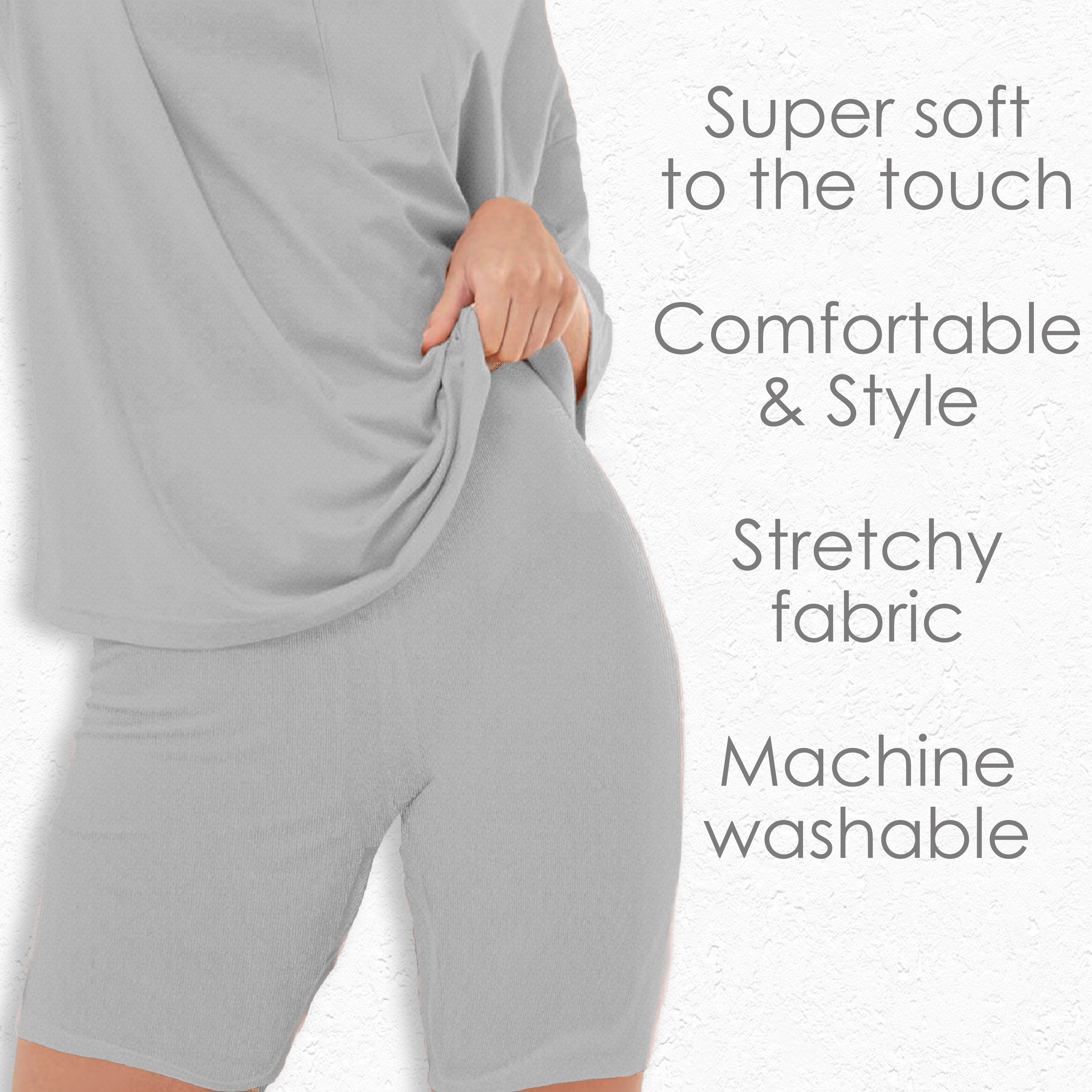 Ladies Activewear Oversized Top T-Shirt Knee Length Shorts Cycling