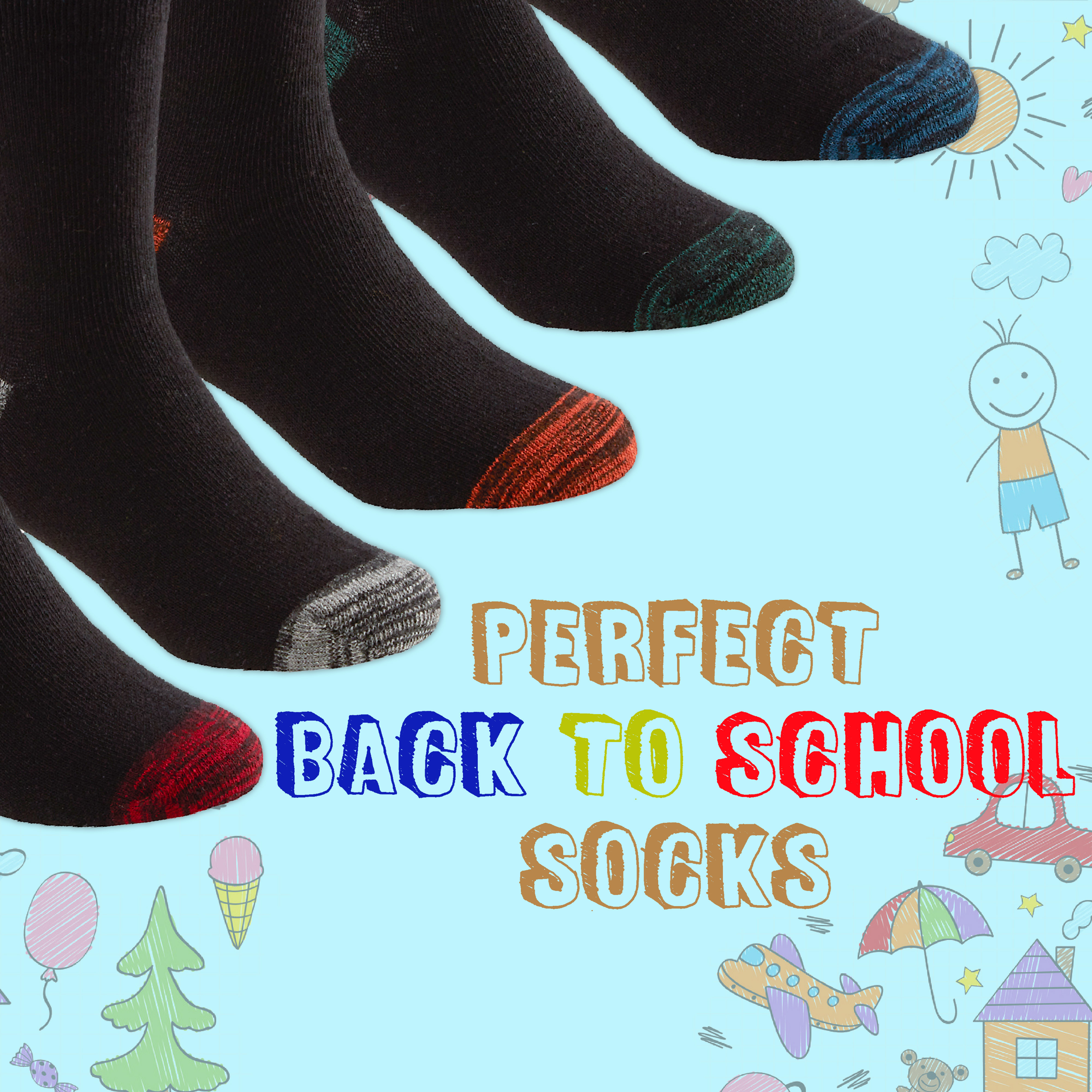 5 Pairs Boys Socks Childrens Everyday Multipack Back to School Cotton Rich Crew - Picture 10 of 10