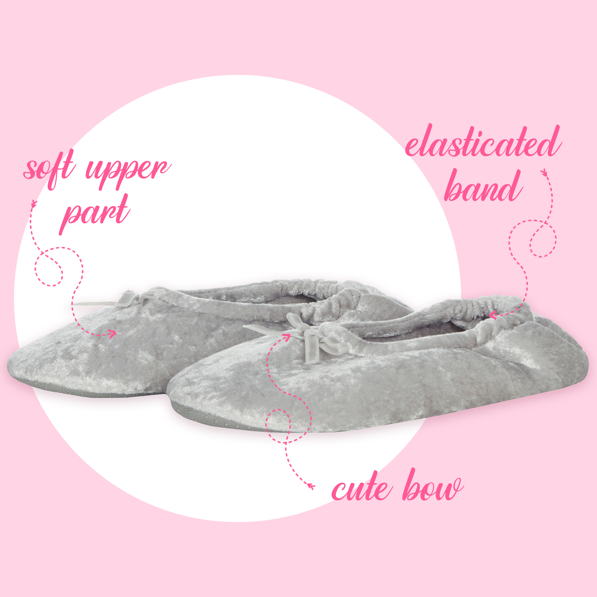 Ladies Ballerina Style Slippers Crushed Velvet Velour Womens Indoor Slippers UK - Picture 9 of 19