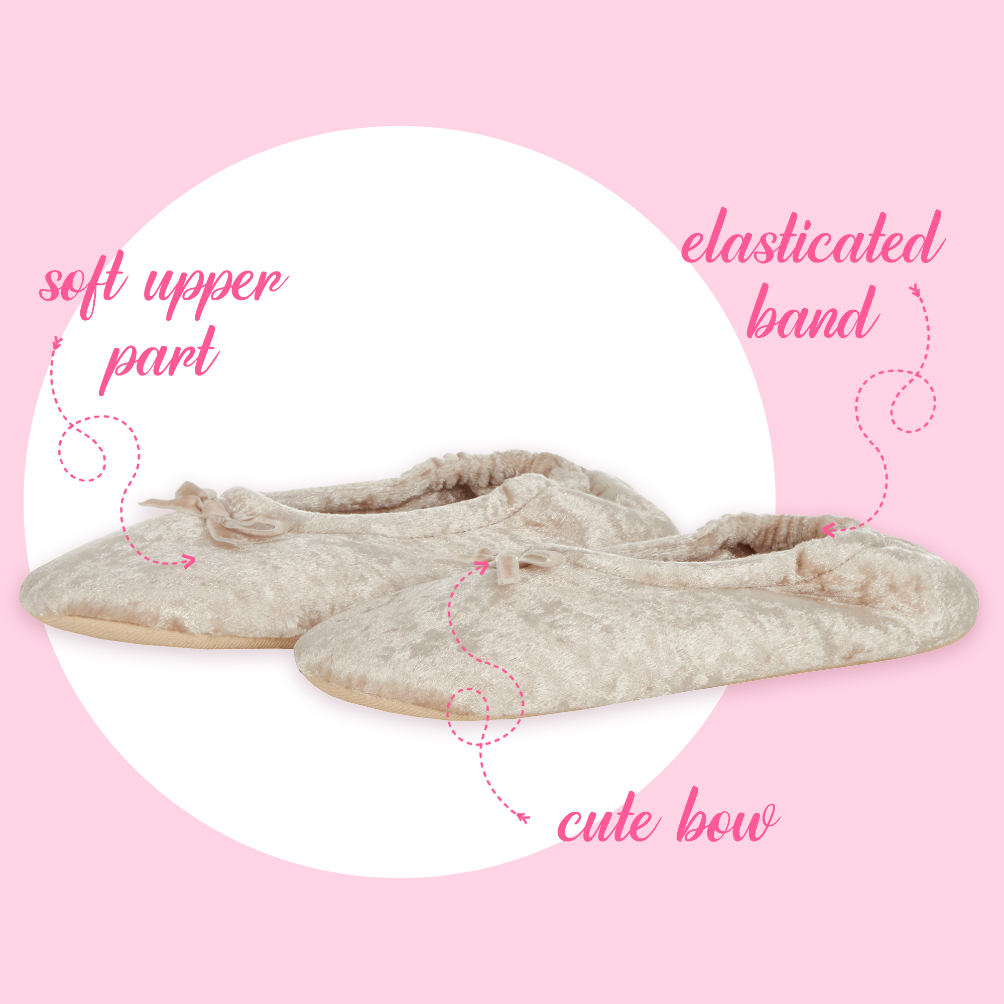Ladies Ballerina Style Slippers Crushed Velvet Velour Womens Indoor Slippers UK - Picture 15 of 19
