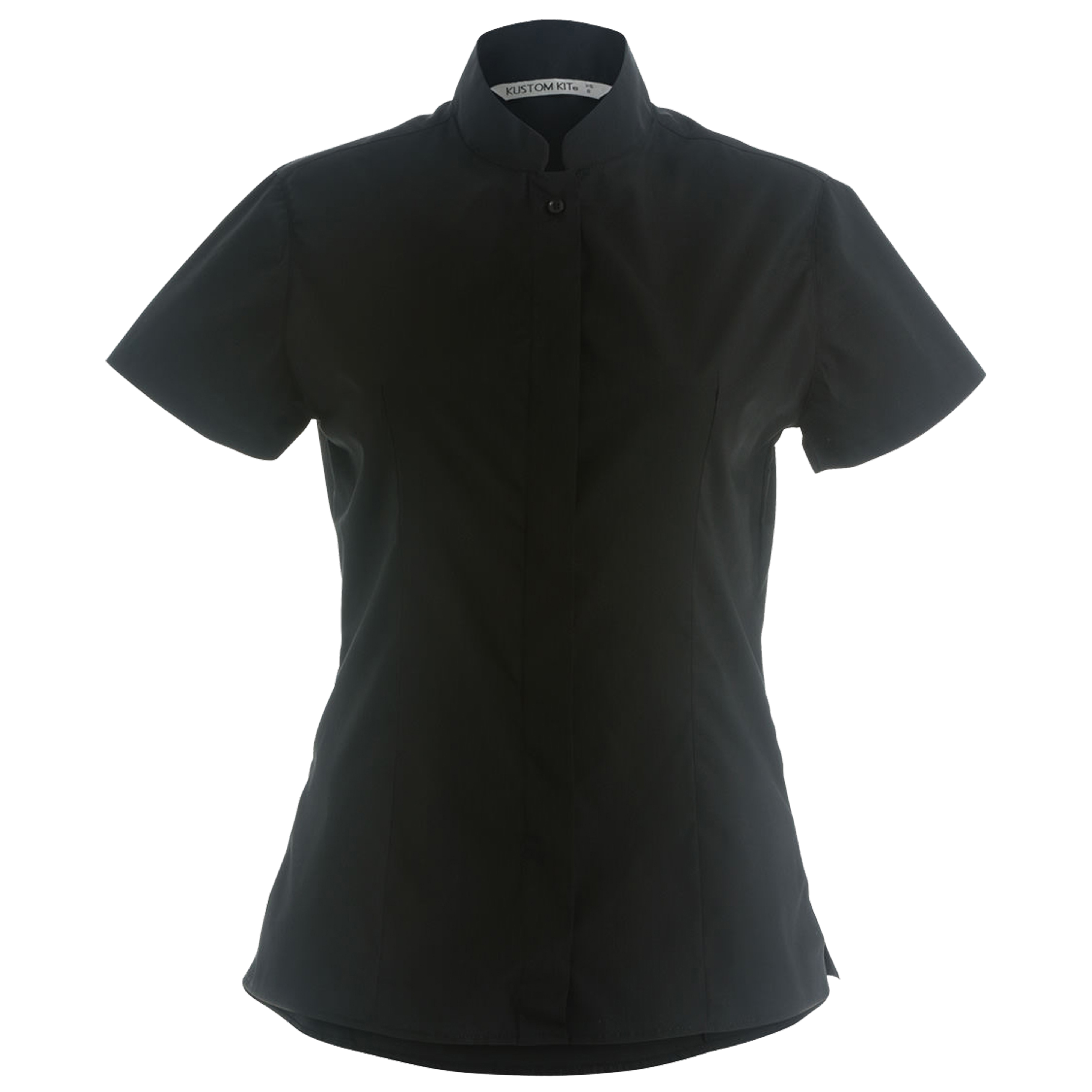 Womens Ladies Smart Short Sleeve Shirt Mandarin Collar Fitted Workwear  Uniform