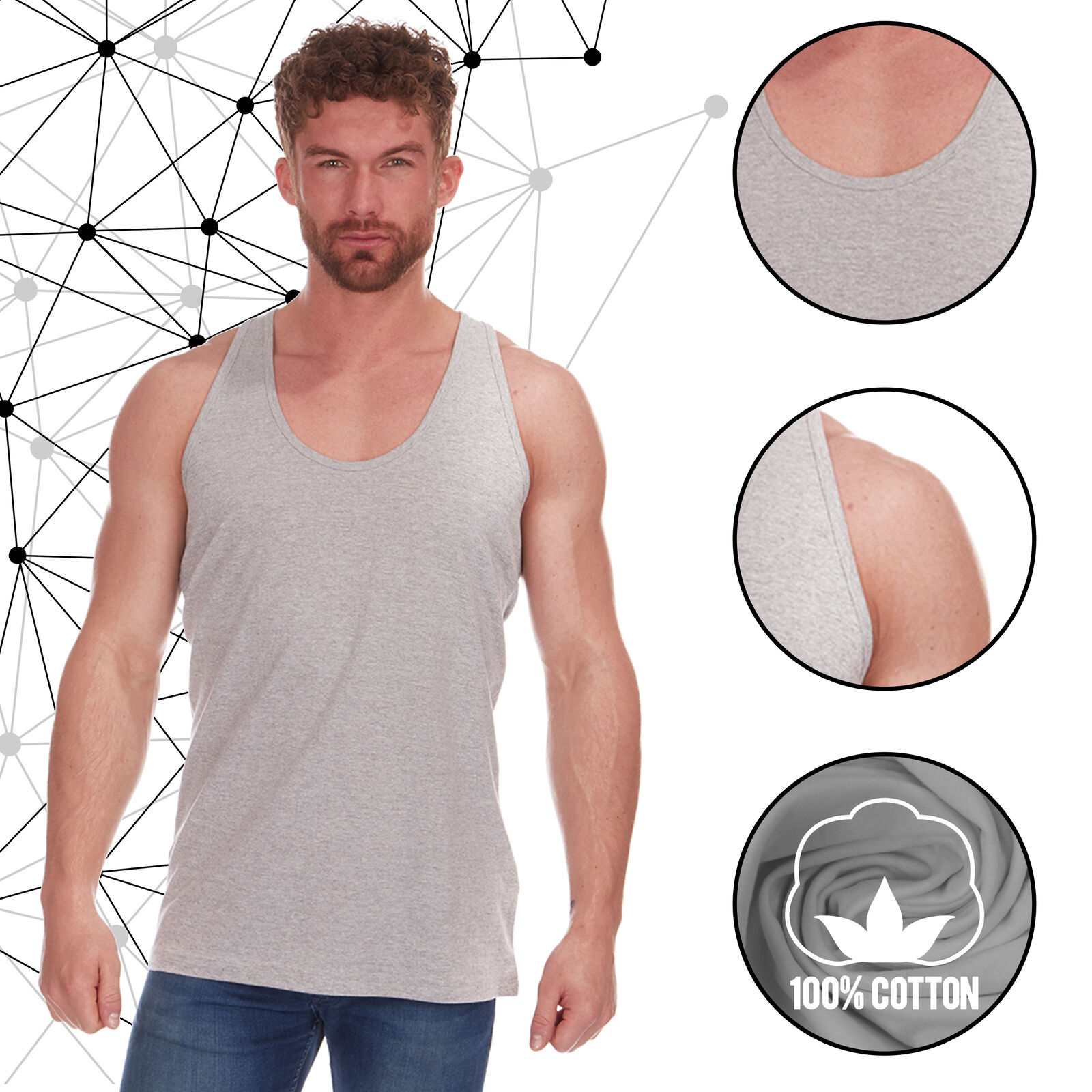 Mens Open Back Vest Sleeveless Tank Top Summer Shirt Holiday Fitness Gym New UK