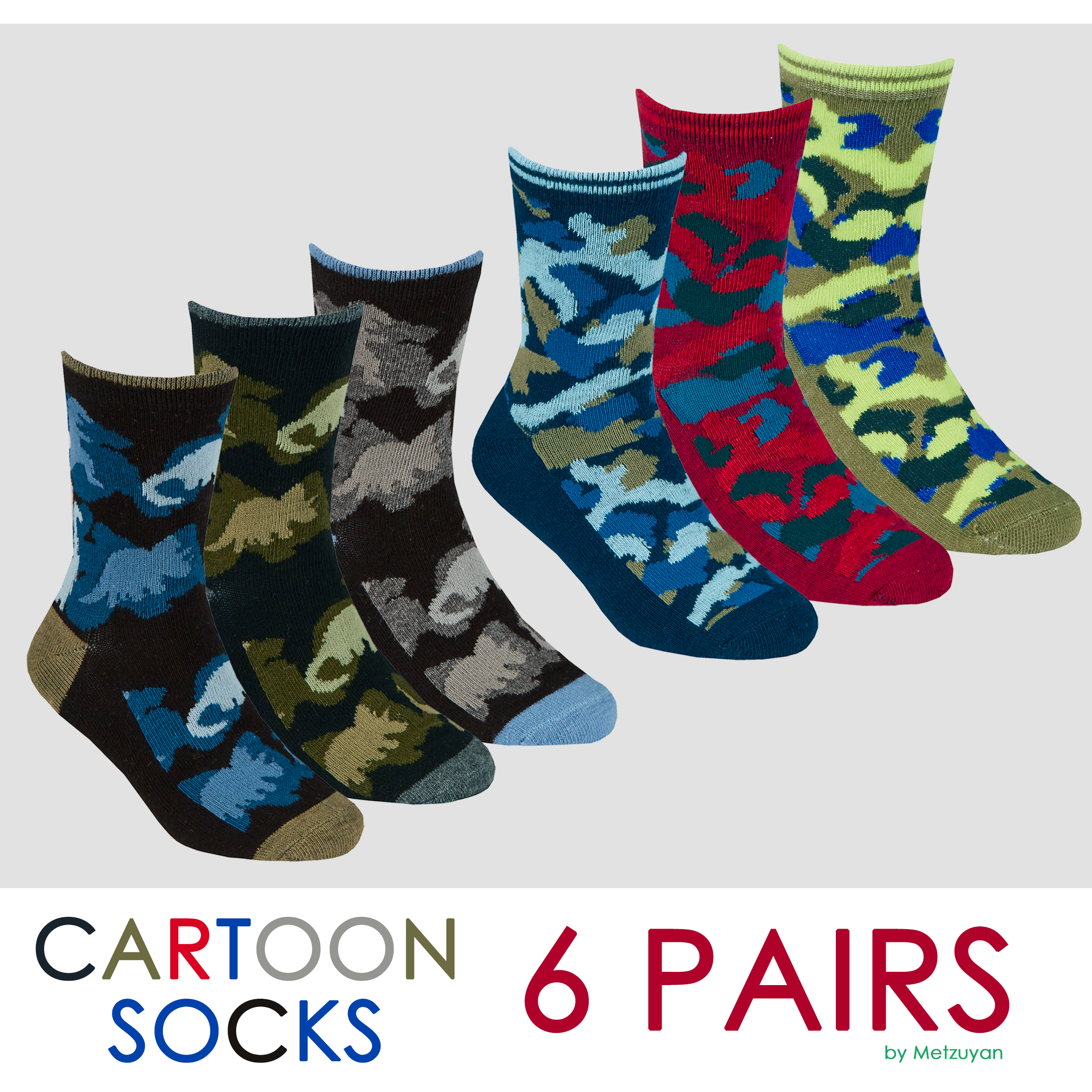 6 Pairs Boys Multicoloured Patterned Socks