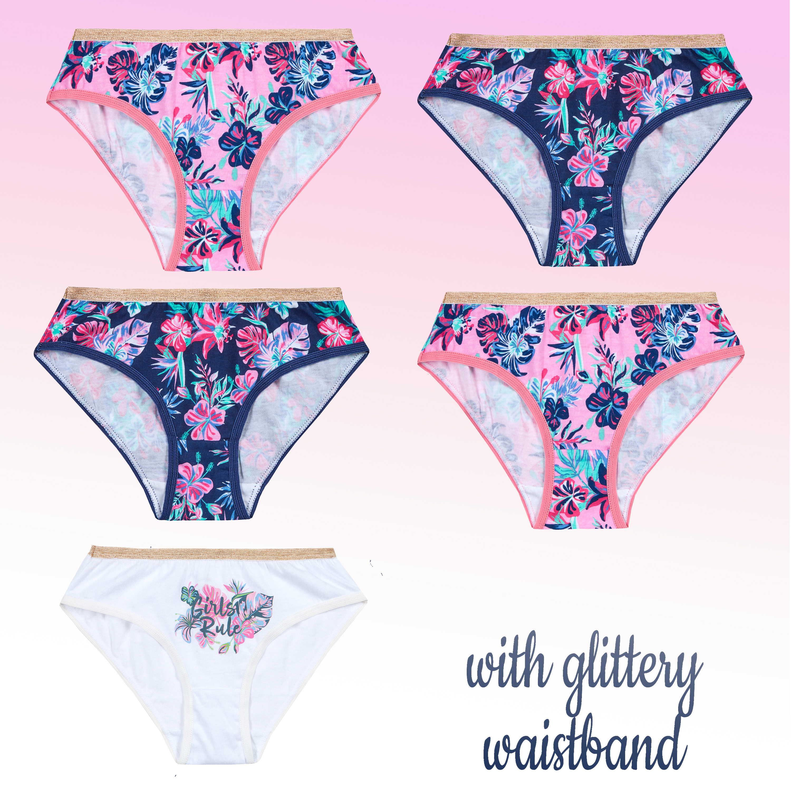 Girls Briefs 5 Pairs Underwear 100% Cotton Pants Rainbow Knickers Underpants Set - Picture 33 of 55