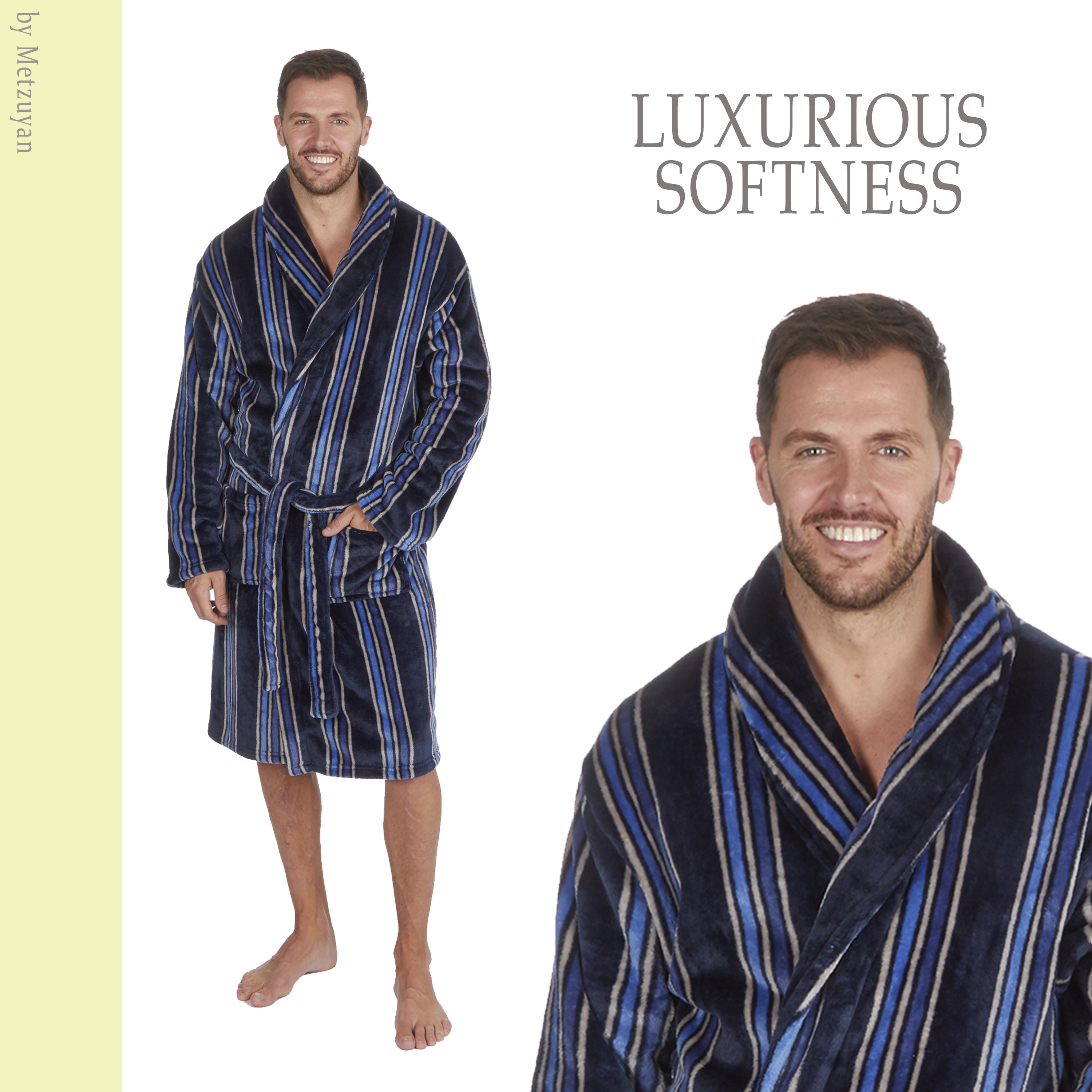 Mens Plain Supersoft Fleece Dressing Gown Bath Robe ~ Medium to 5XL ~ upto 64" 