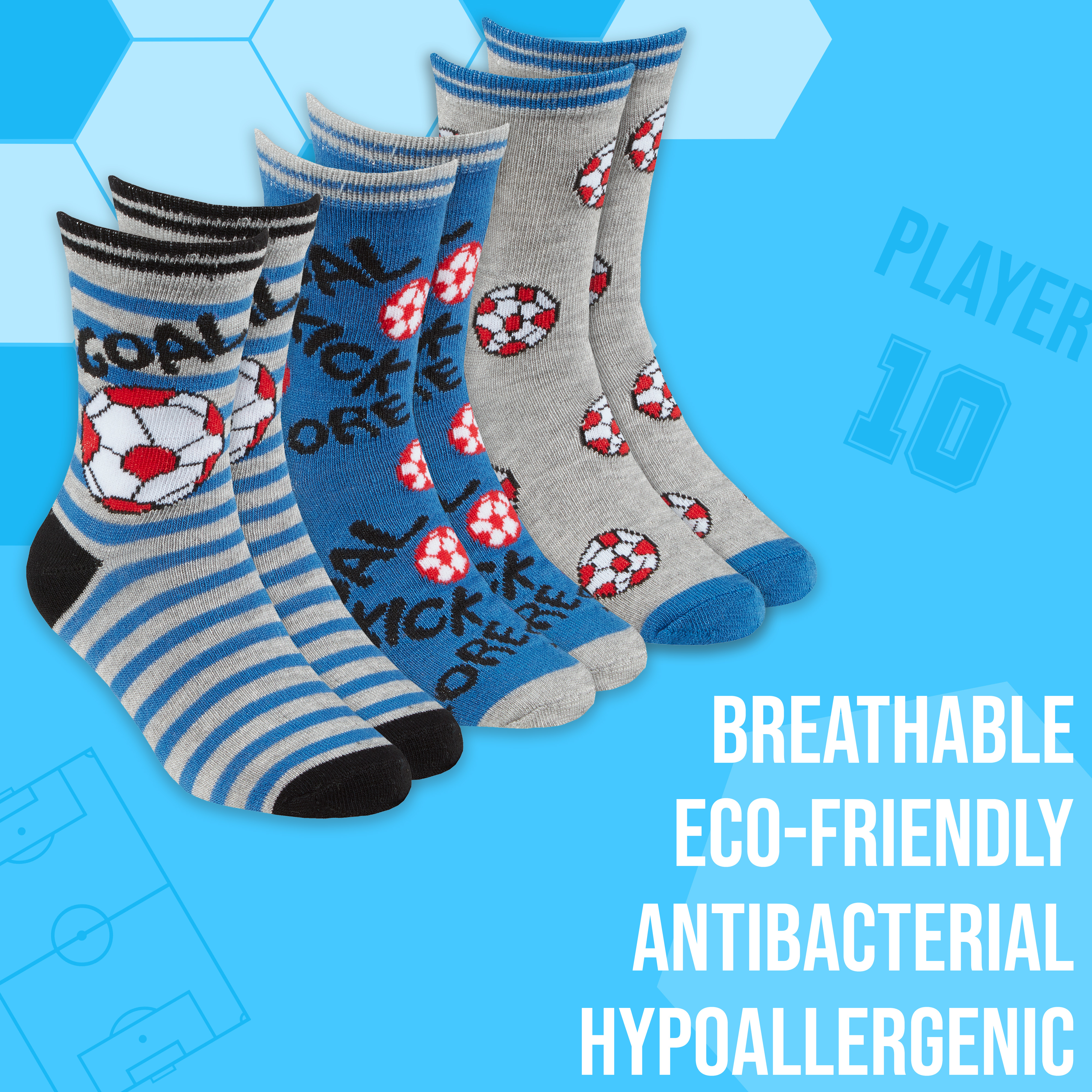 Kids Boys Bamboo Crew Socks Novelty Cartoon Football Size UK 6-8.5 9-12 12.5-3.5 - Picture 6 of 10