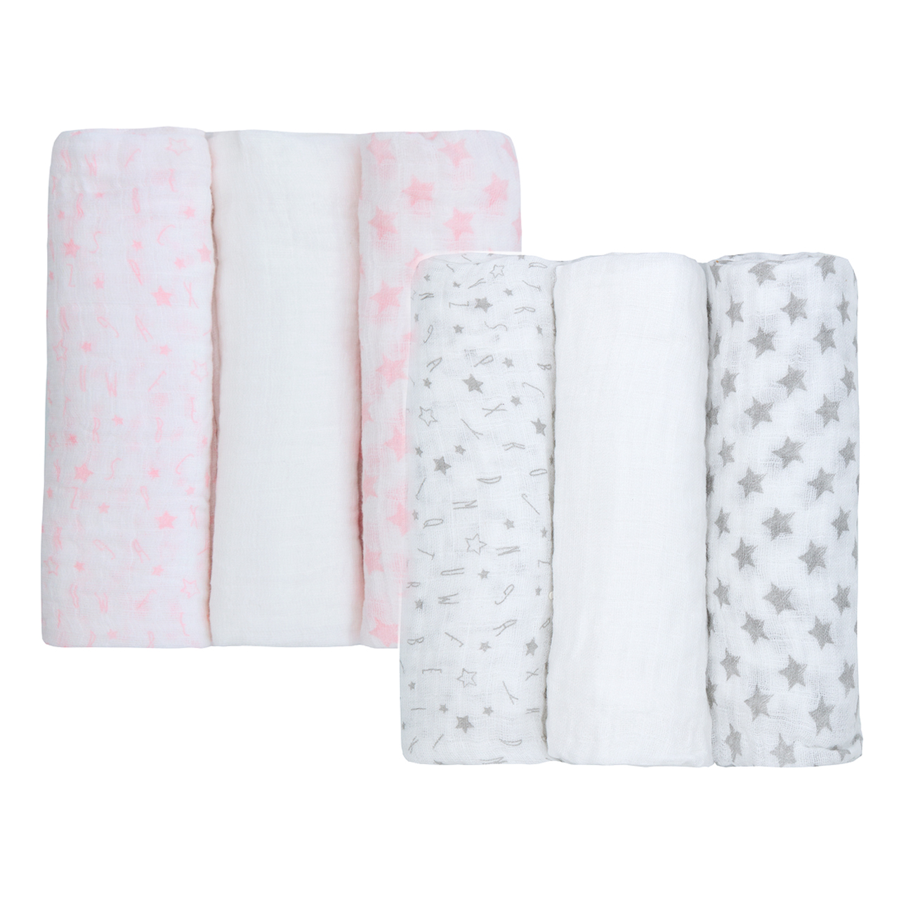 Newborn Cotton Muslin Square Burp Nappy Cloth Wipe 6-Pack Swaddle Blanket 76x76