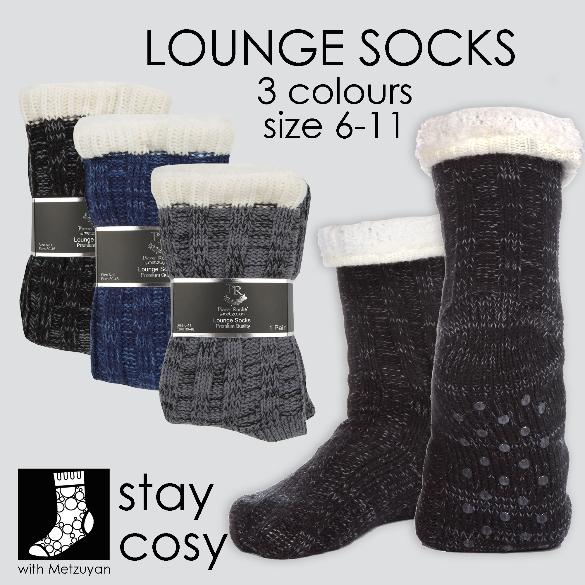 1 Pair Mens Lounge Chunky Slipper Socks 