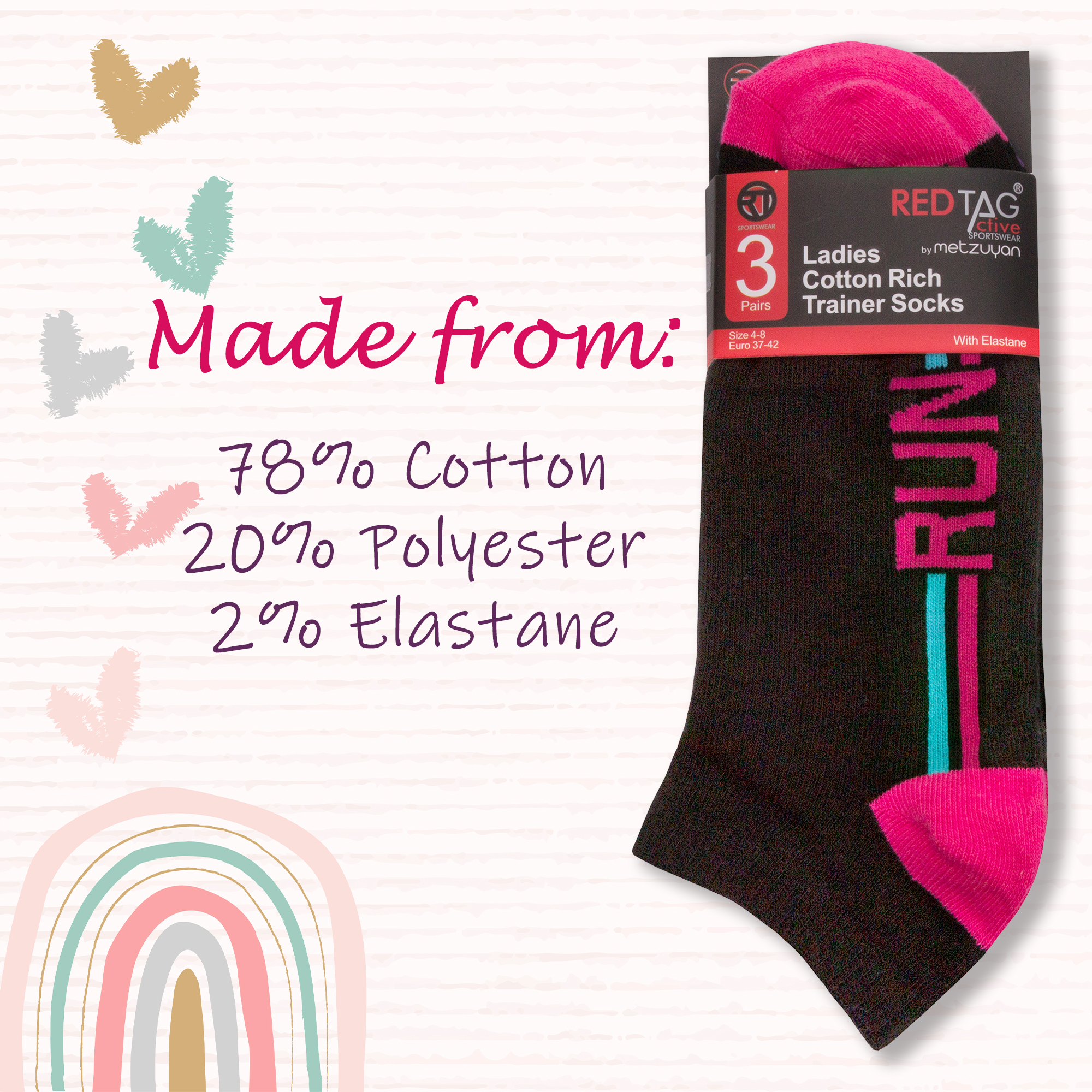 9 Pairs Ladies Sports Ankle Socks Cotton Rich Trainer Socks Running Size 4-8 UK - Picture 3 of 5