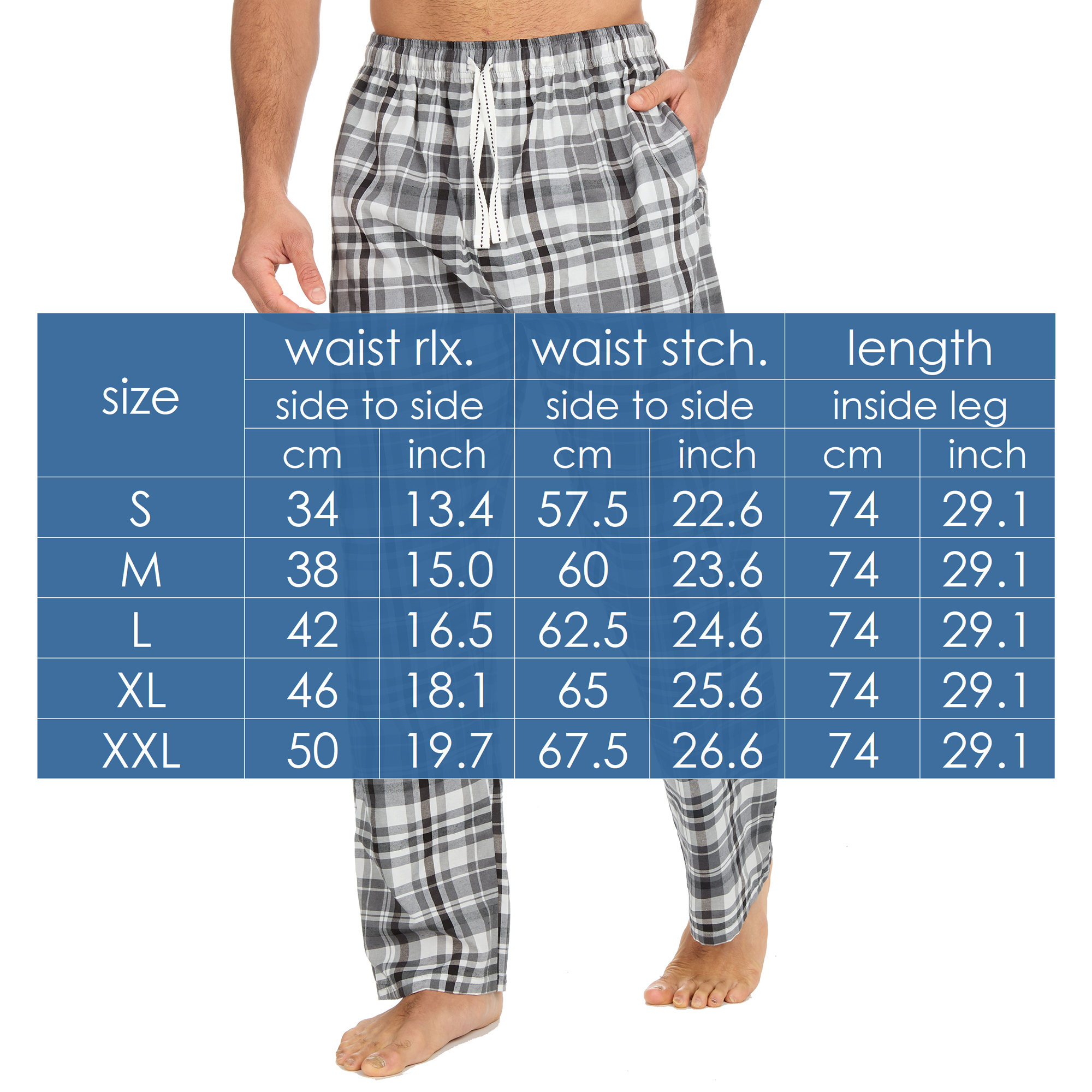 Mens Woven Pyjama Bottoms Long Pants PJ's Trousers Nightwear Lounge Pants S-XXL - Picture 7 of 25