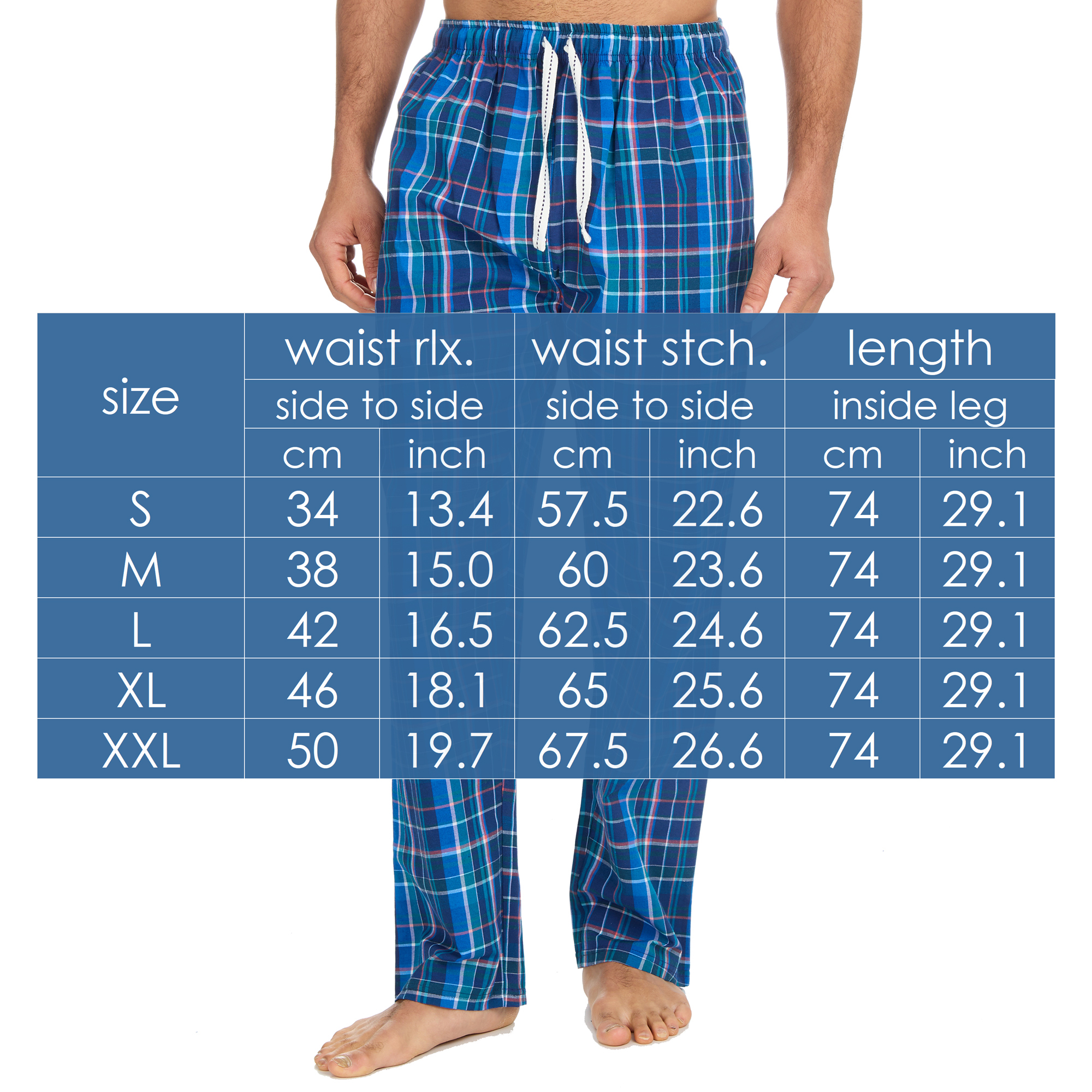 Mens Woven Pyjama Bottoms Long Pants PJ's Trousers Nightwear Lounge Pants S-XXL - Picture 19 of 25