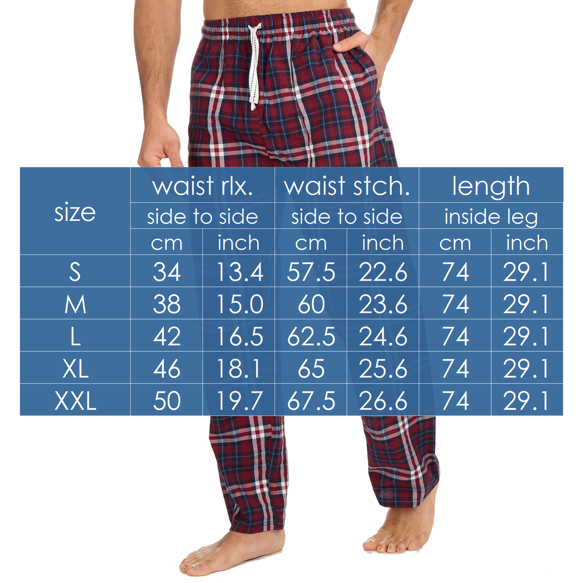 Mens Woven Pyjama Bottoms Long Pants PJ's Trousers Nightwear Lounge Pants S-XXL - Picture 25 of 25