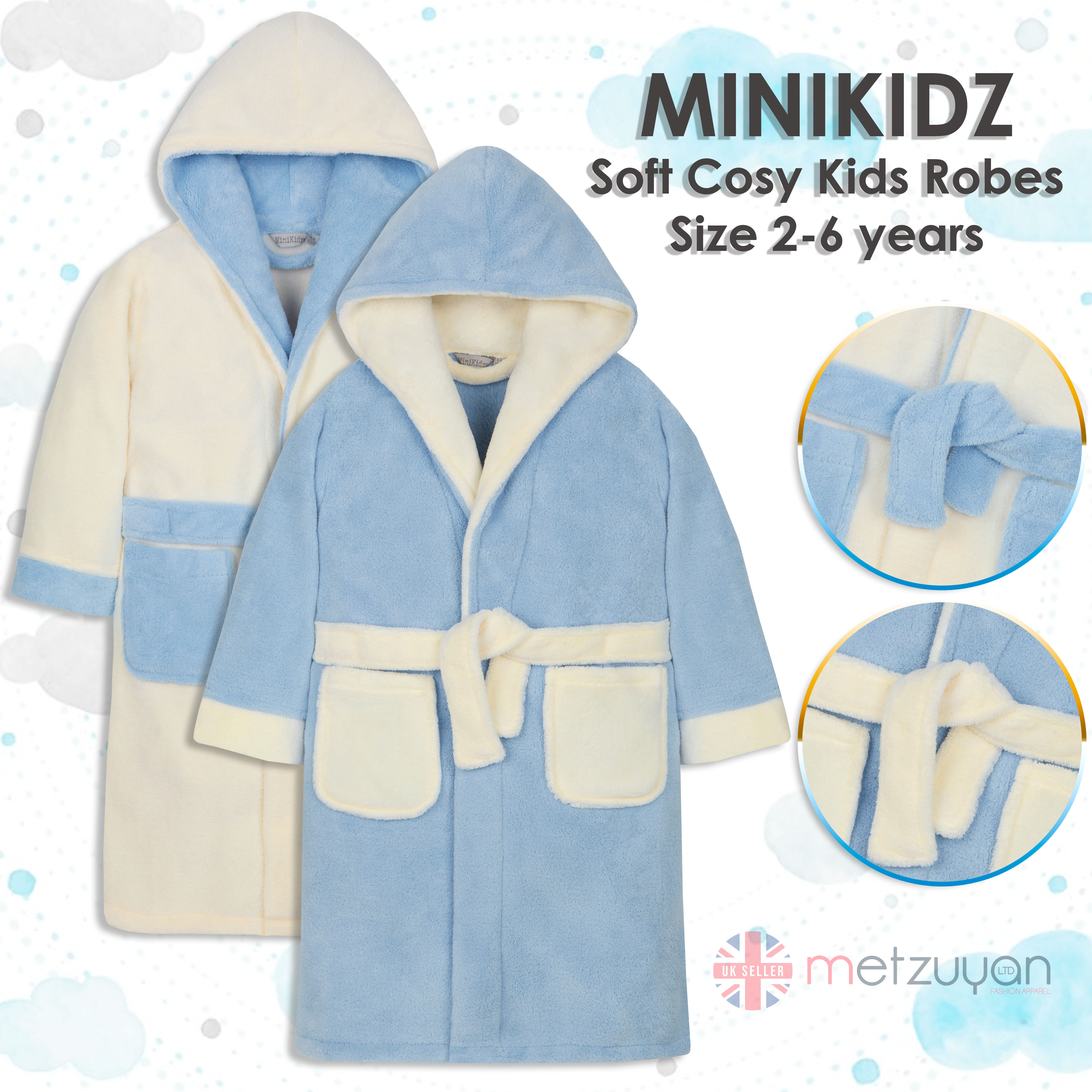 Minikidz Boys Plush Fleece Space Dressing Gown with Hood