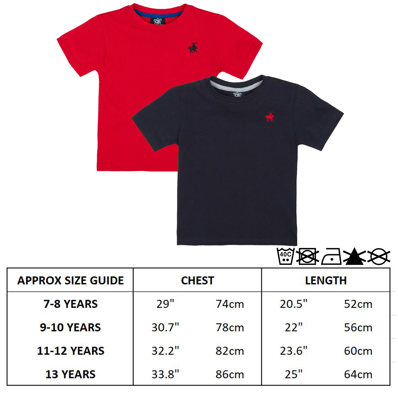 Boys T-shirt Top Tee Short Sleeved Embroidered Logo Plain Summer Essentials 