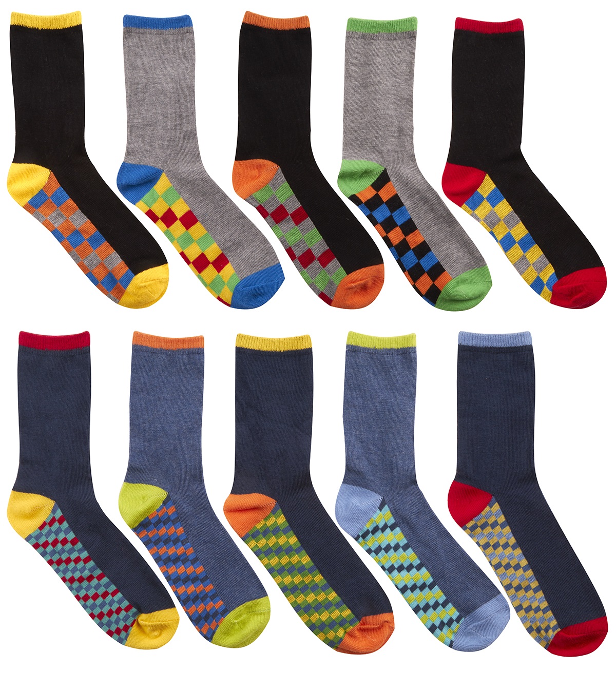 WKDS 5 pairs Boys Black Socks Coloured Heel /& Toes Multi Colour Design Cotton Blend Socks