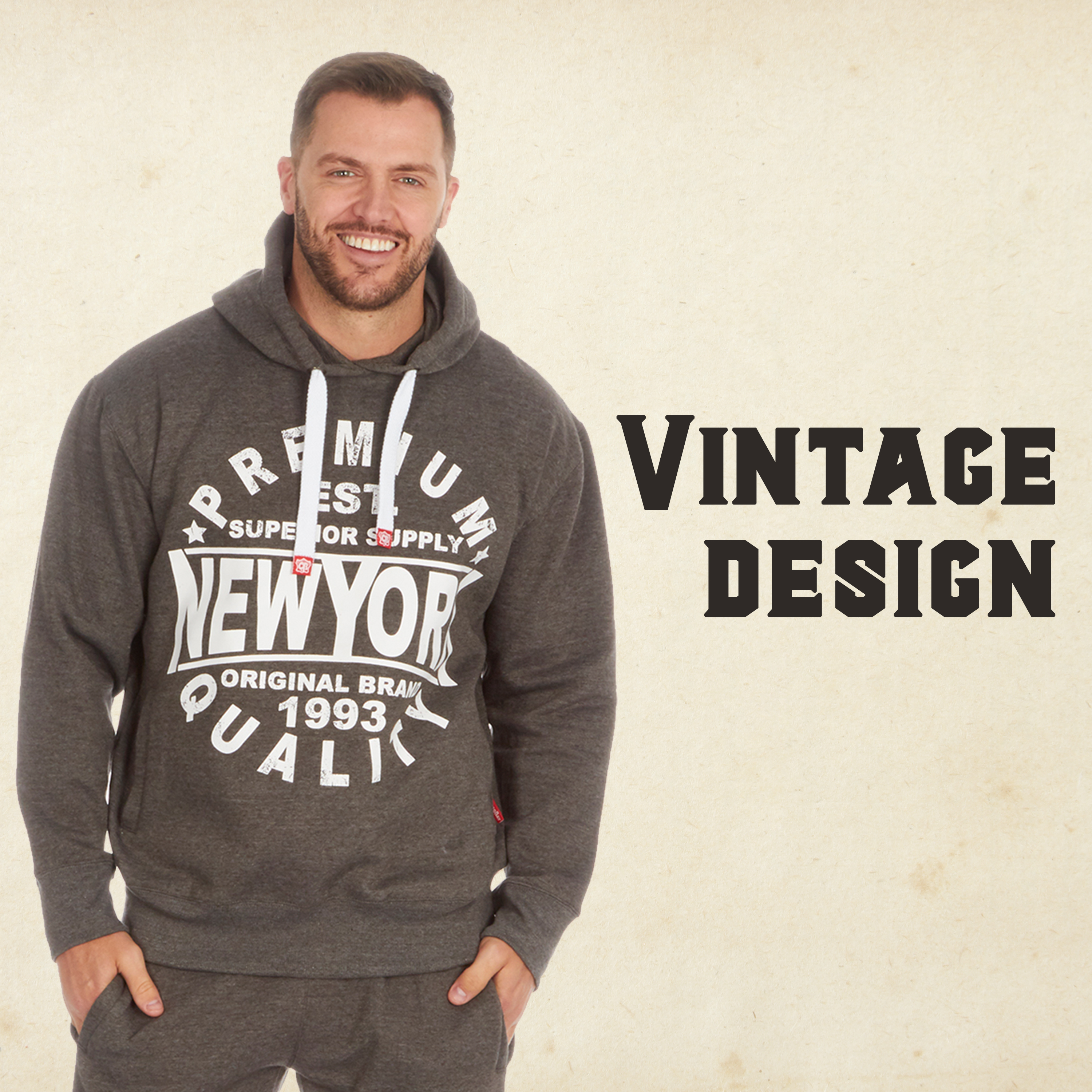 Mens Over The Head Pullover Hood Hoodie American Design Themed New York Pockets