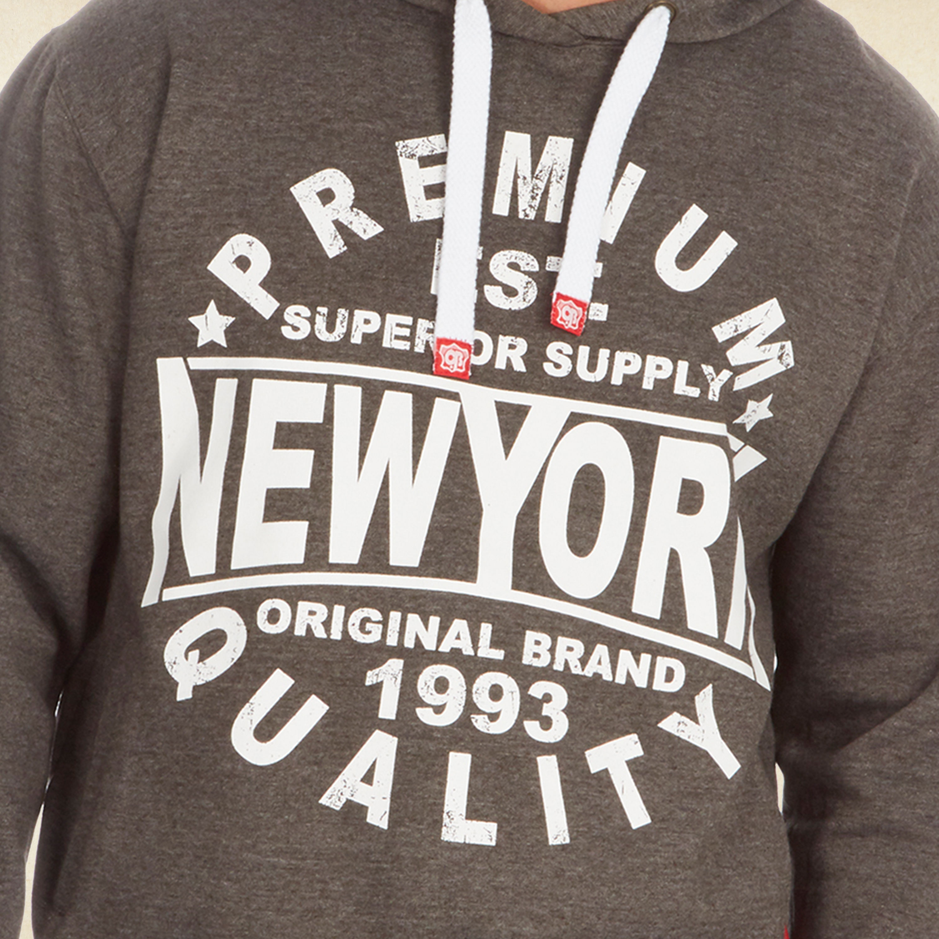 Mens Over The Head Pullover Hood Hoodie American Design Themed New York Pockets