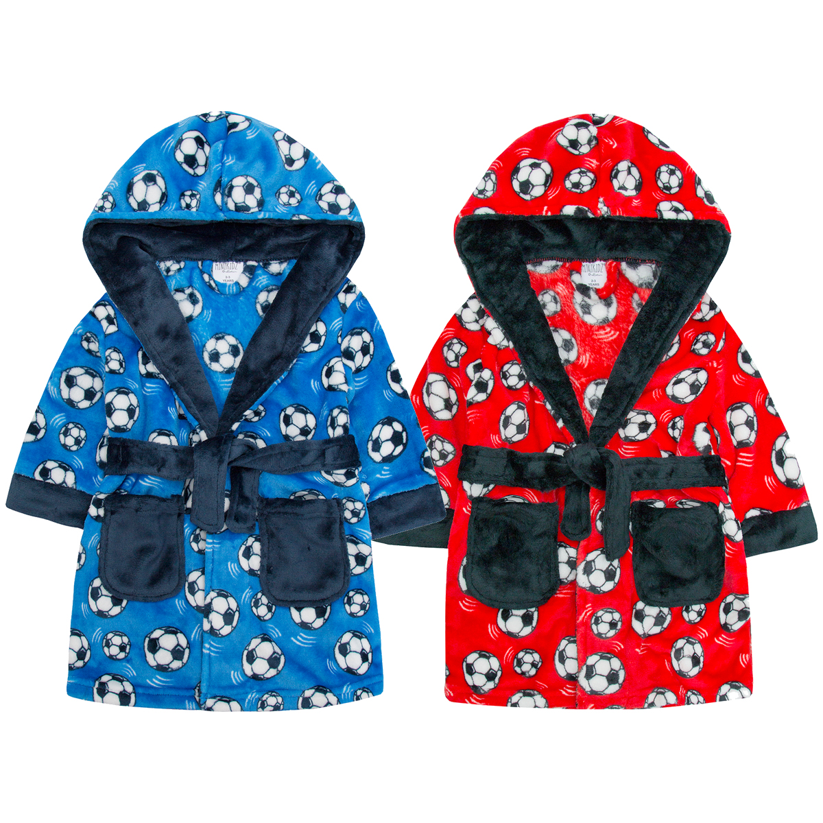 Childrens Infant Boys Football Dressing Robe Soccer Print Hooded Fleece