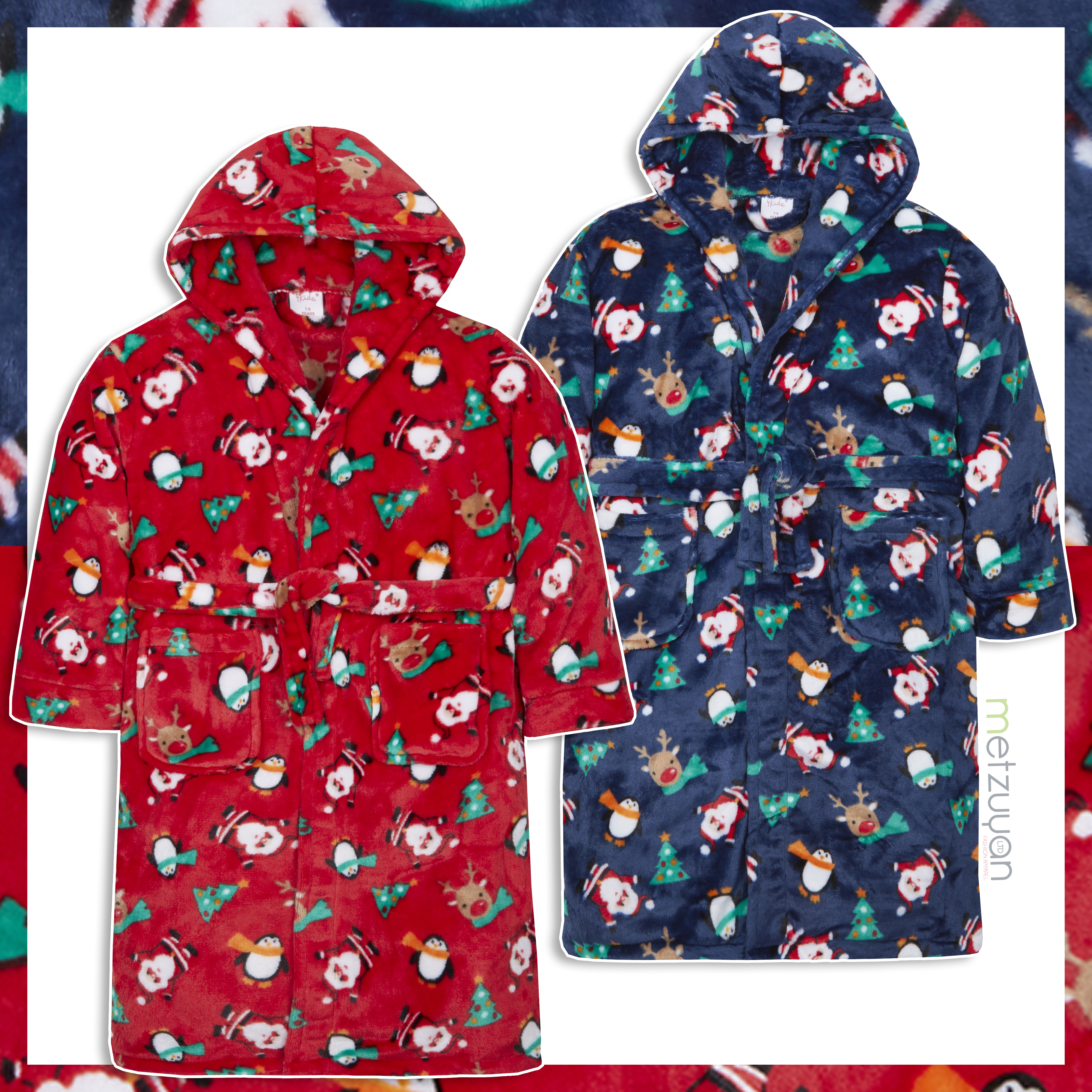 SALE Kids UNISEX Christmas Super Soft Fleece Dressing Gown Ages 2-13 Years NEW