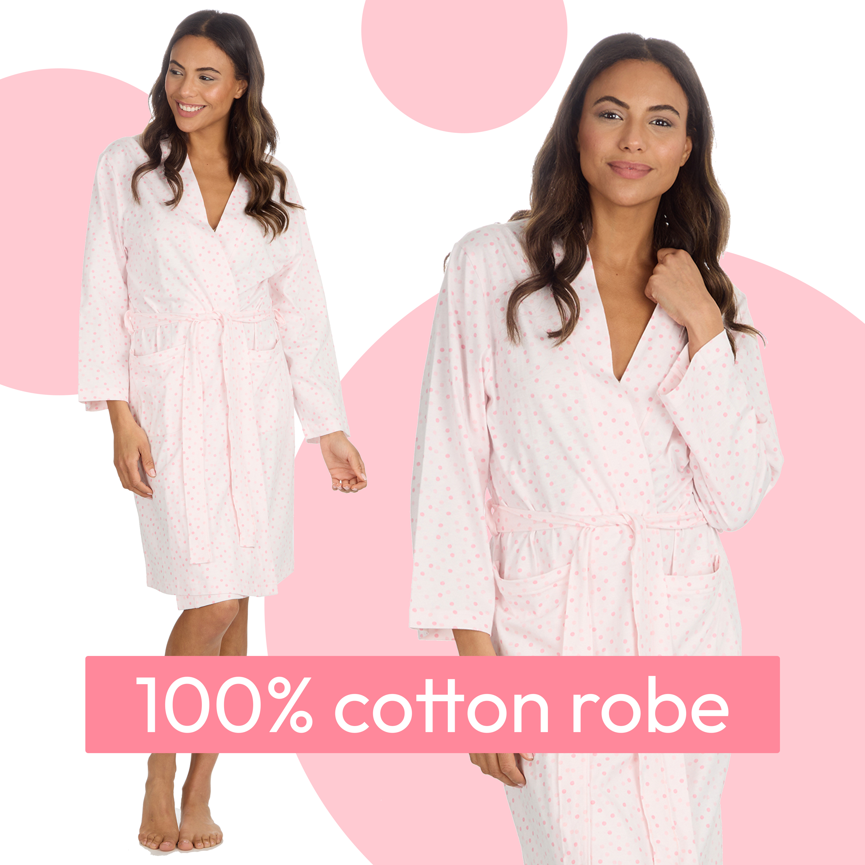cotton jersey dressing gown Ladies Kimono Robe 100% Lightweight Bathrobe UK S-XL White