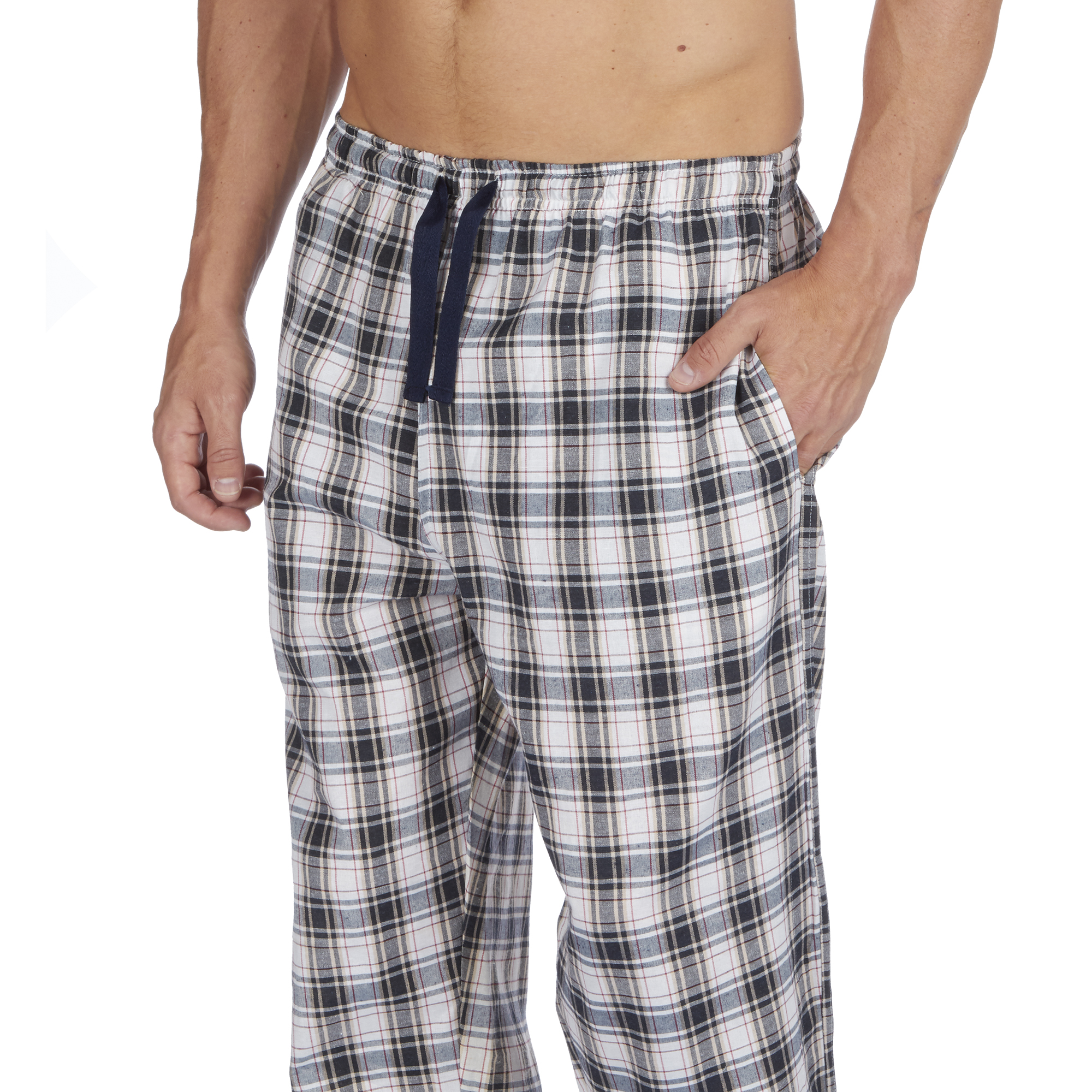 Men's Woven Lounge Bed Pants Pyjama Bottoms Checked Trousers Twill PJ S