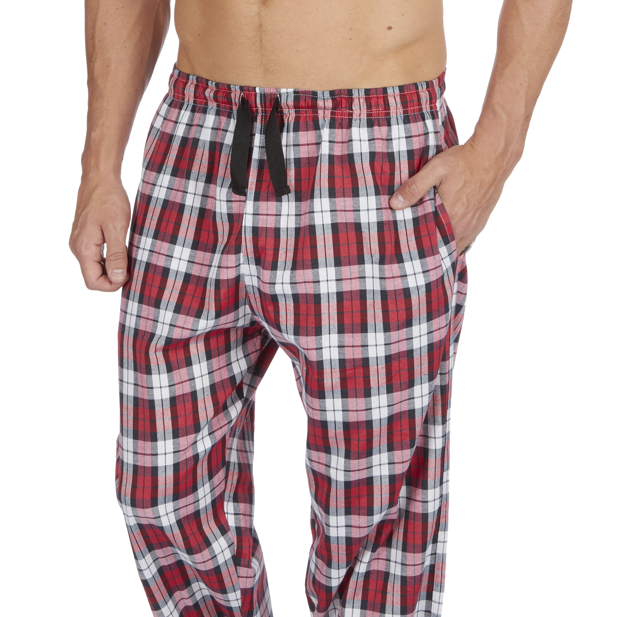 Men's Woven Lounge Bed Pants Pyjama Bottoms Checked Trousers Twill PJ S ...