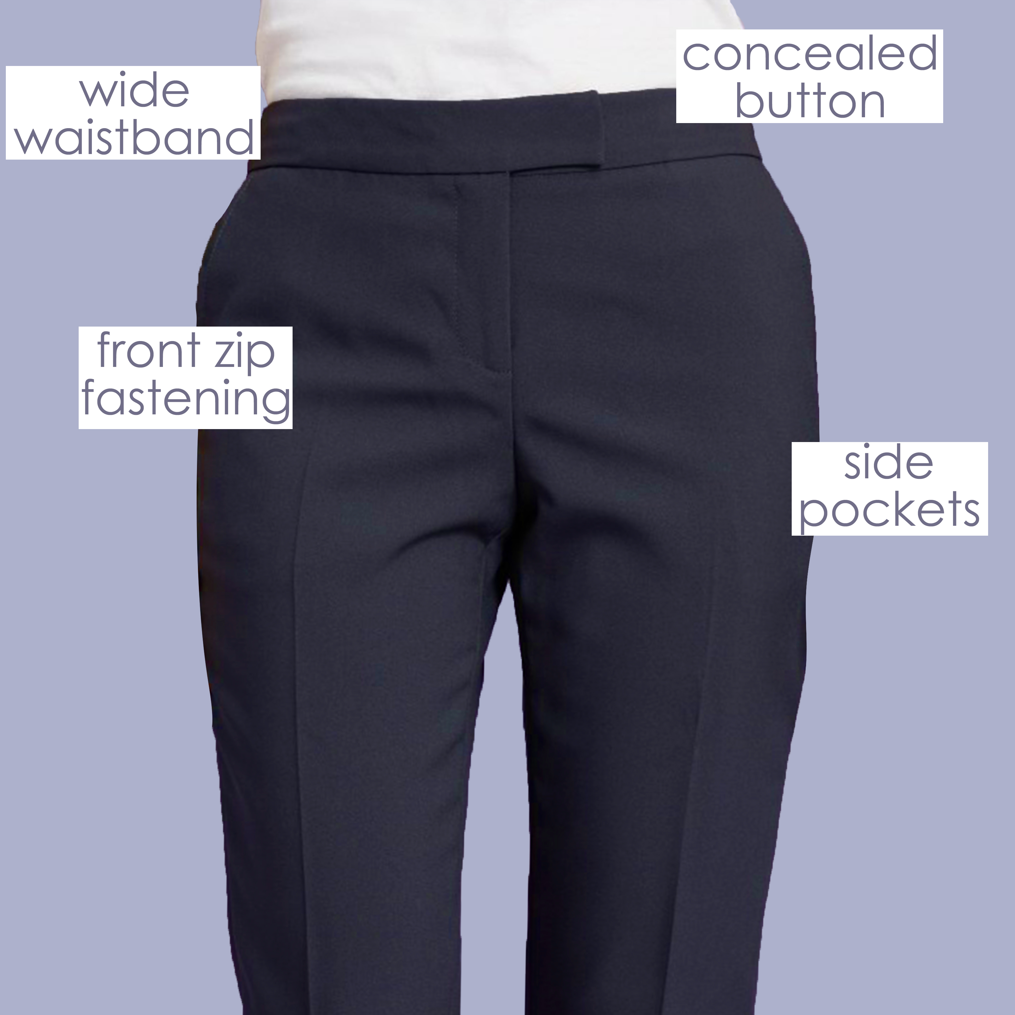 Ladies Womens Plus Size Black Work Pants Trousers Office Smart Navy UK  16-24 New 