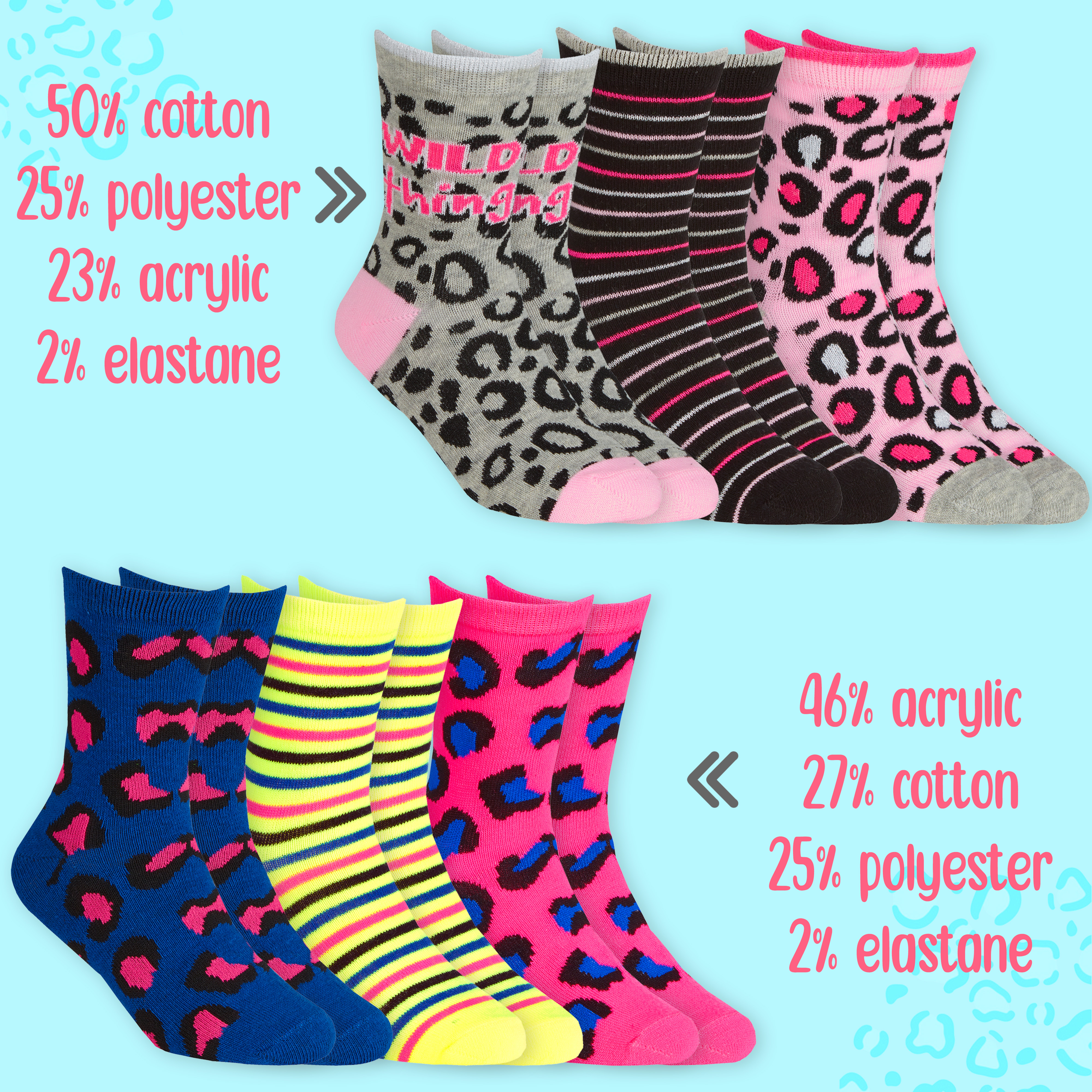 Kids Girls Socks Novelty Cartoon 6 Pairs Crew Socks Bundle Multipack Multibuy - Picture 2 of 13