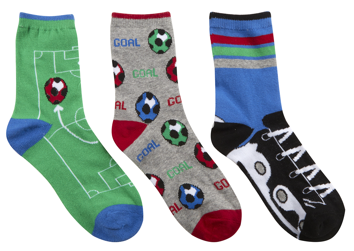 MiniKidz Boys Football Design Socks Red Blue Green Navy Stripes Elasticated - Picture 3 of 3