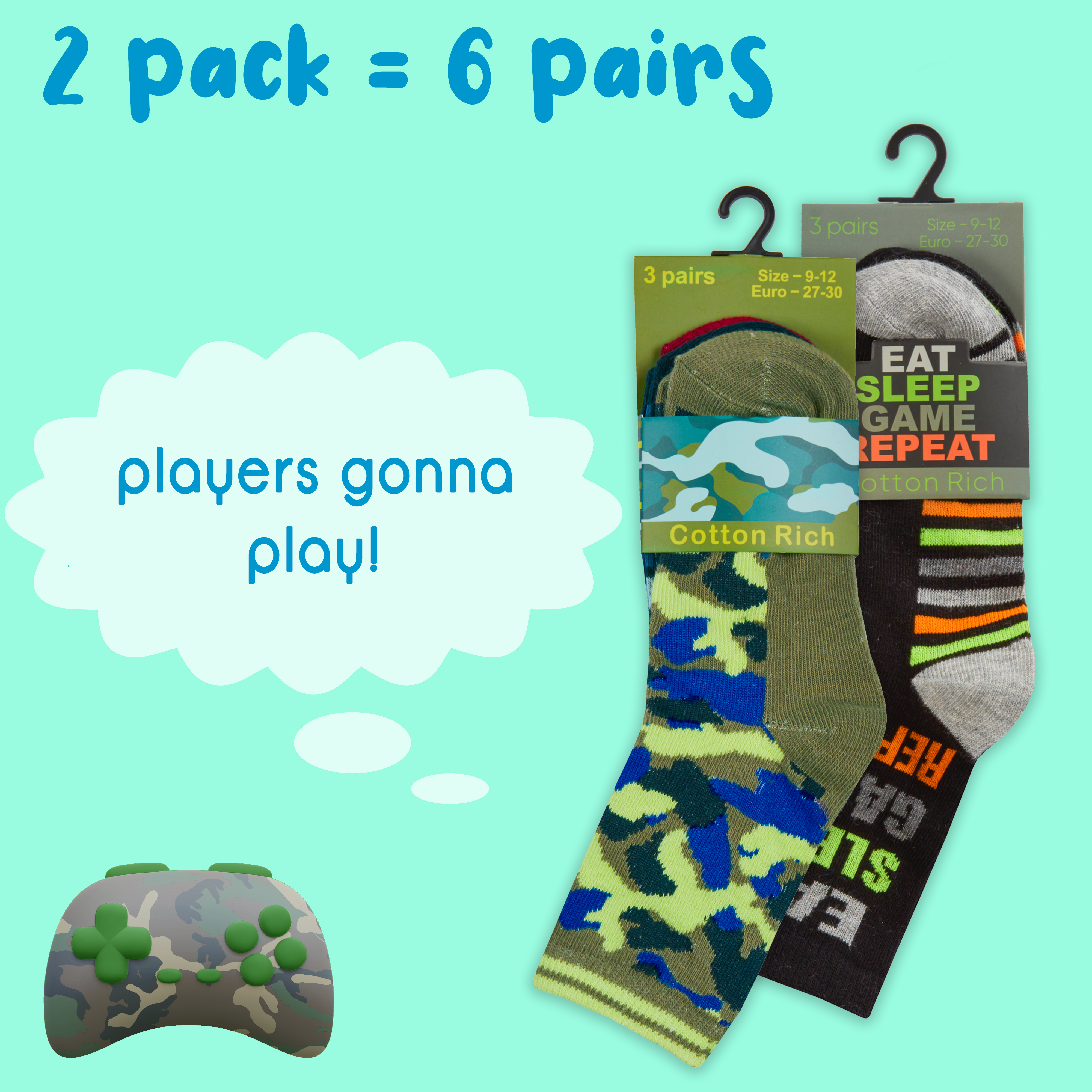 Kids Boys 6 Pairs Crew Socks Cotton Rich Novelty Cartoon Print Mid Calf Sock Set - Picture 4 of 43