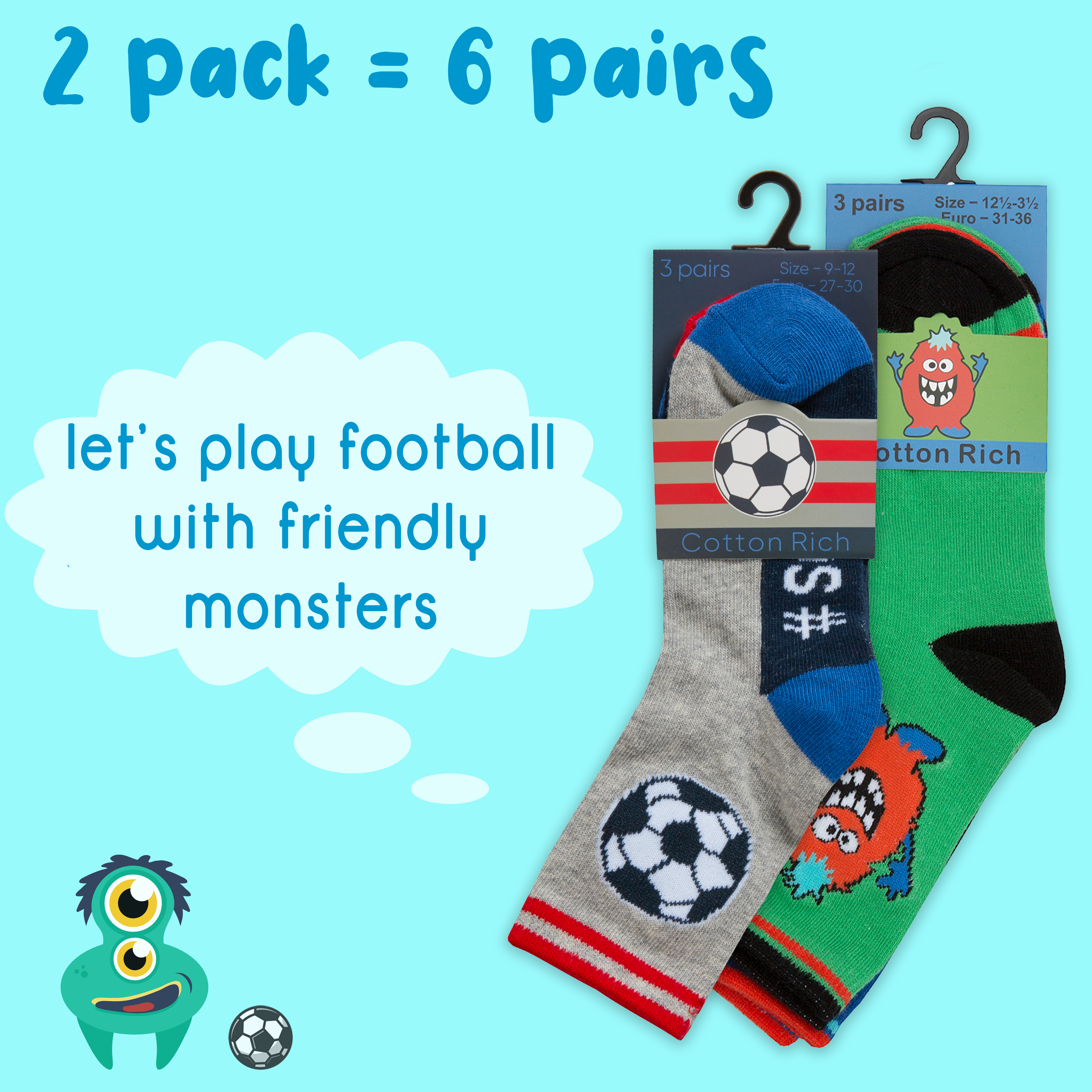 Kids Boys 6 Pairs Crew Socks Cotton Rich Novelty Cartoon Print Mid Calf Sock Set - Picture 13 of 43
