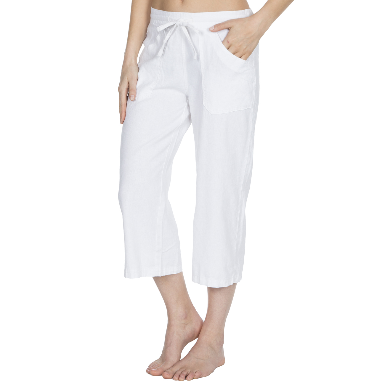 Metzuyan Womens Cropped Linen Capri Pants 3/4 Summer Shorts Plus Size 16-24  UK