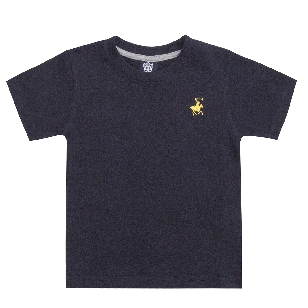 Boys Cotton Crew Neck T Shirt Top Kids TShirt Top Embroidered Horse Emblem Size 