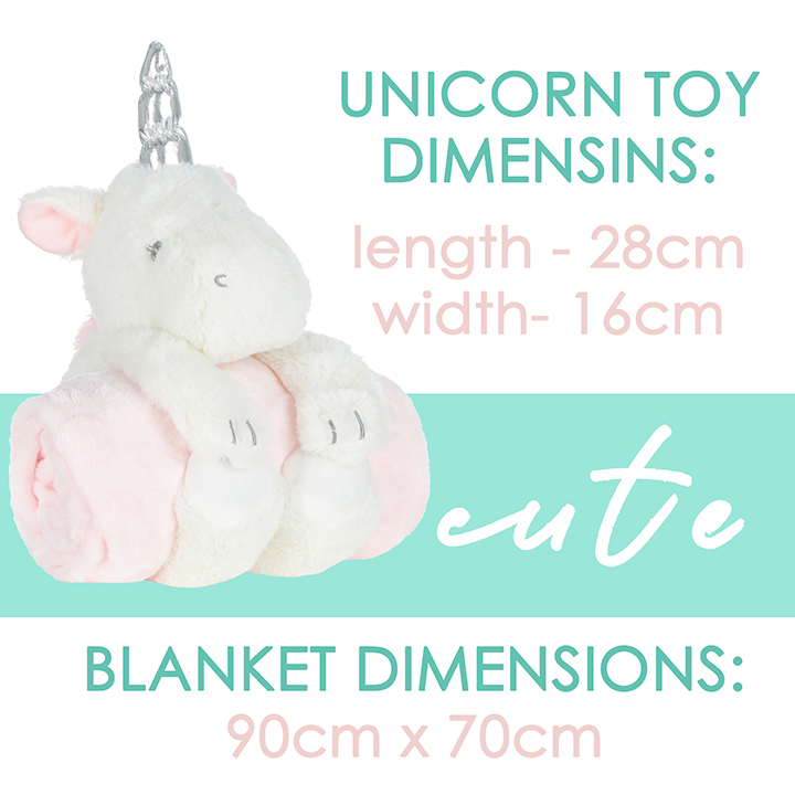 Baby Girls Plush Soft Cuddly Unicorn Toy and Blanket Set Baby Shower Present UK 